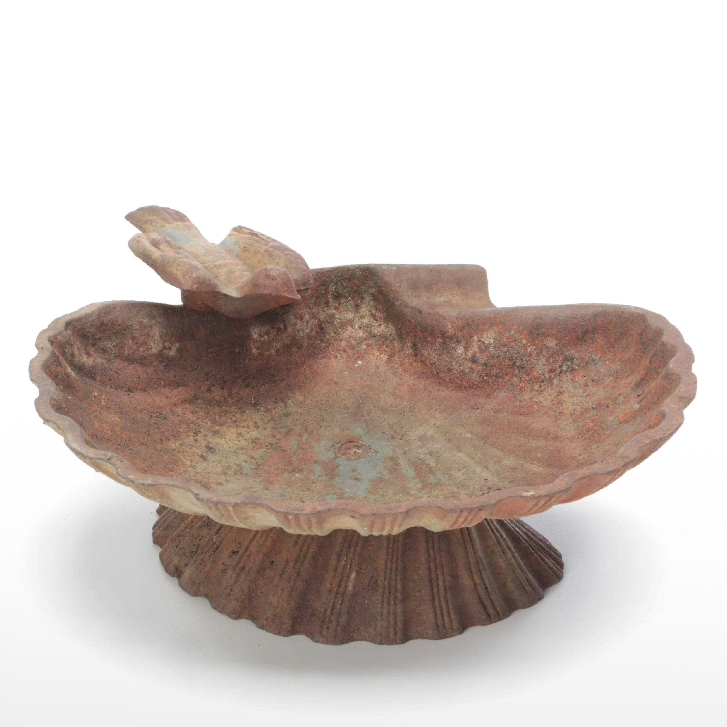 Cast Iron Clam Shell Bird Bath