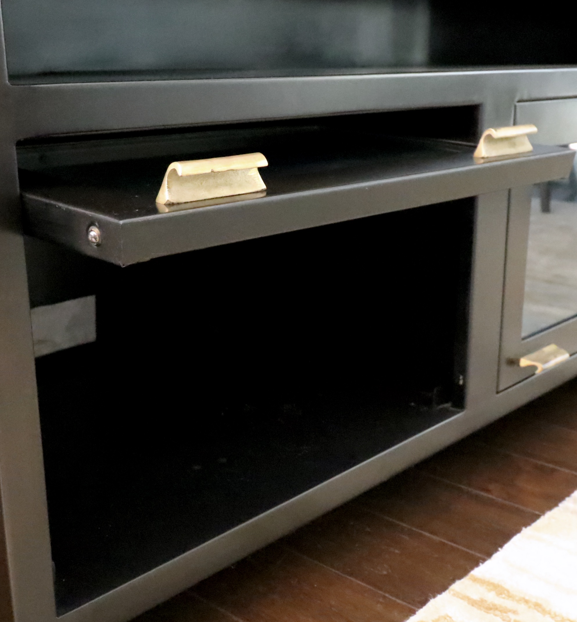 Four Hands "Rockwell" Three-Door Stained Wood and Metal Media Cabinet