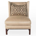 Harden Upholstered Slipper Chair with Nailhead Trim and Accent Pillow