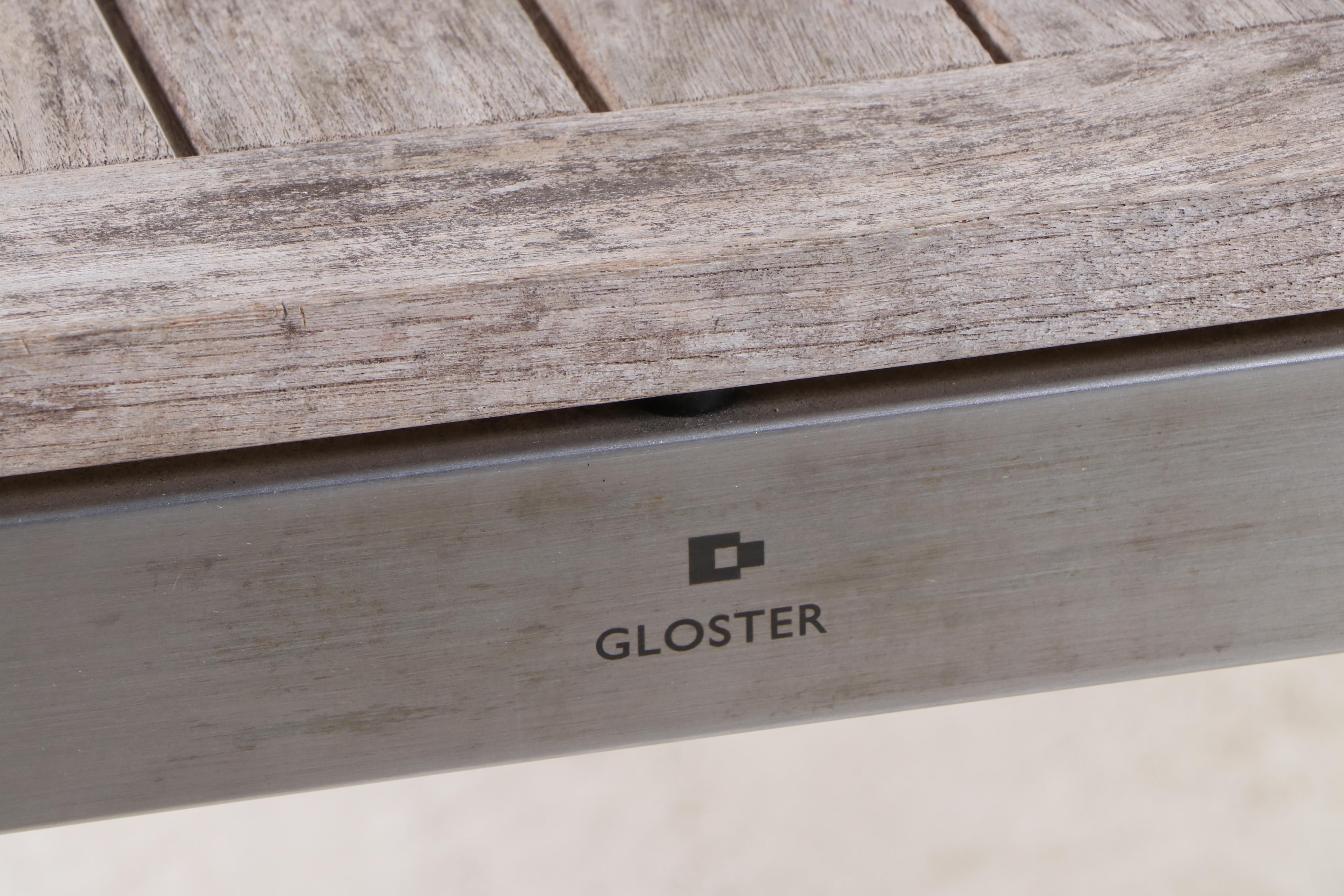 Five-Piece Gloster Modernist Style Brushed Aluminum and Teak Patio Dining Set