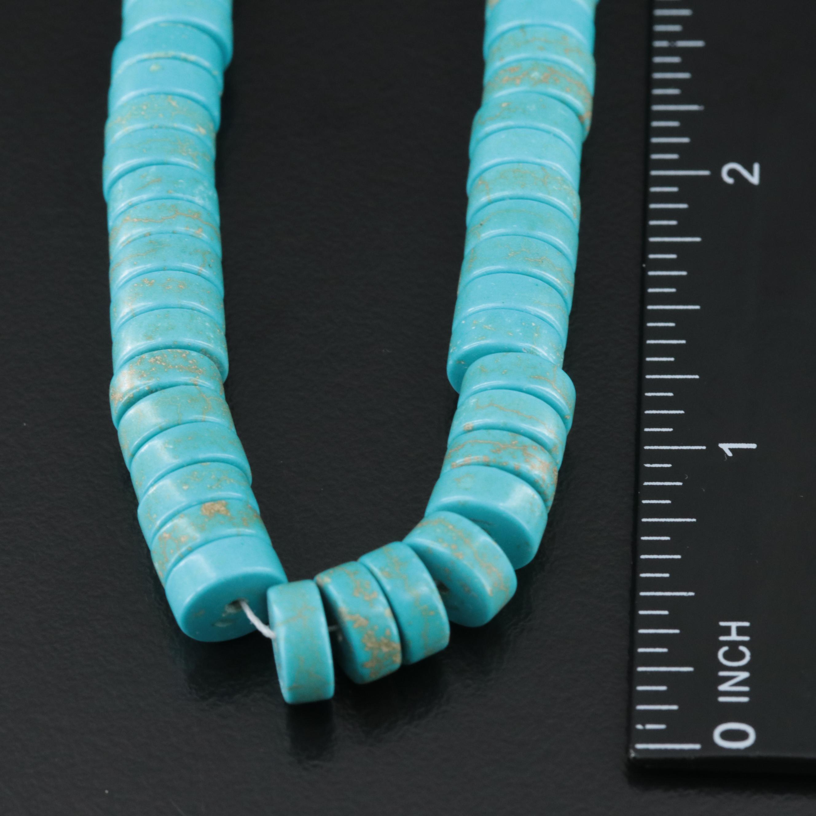 Turquoise Heishi Bead Necklace with 14K Clasp