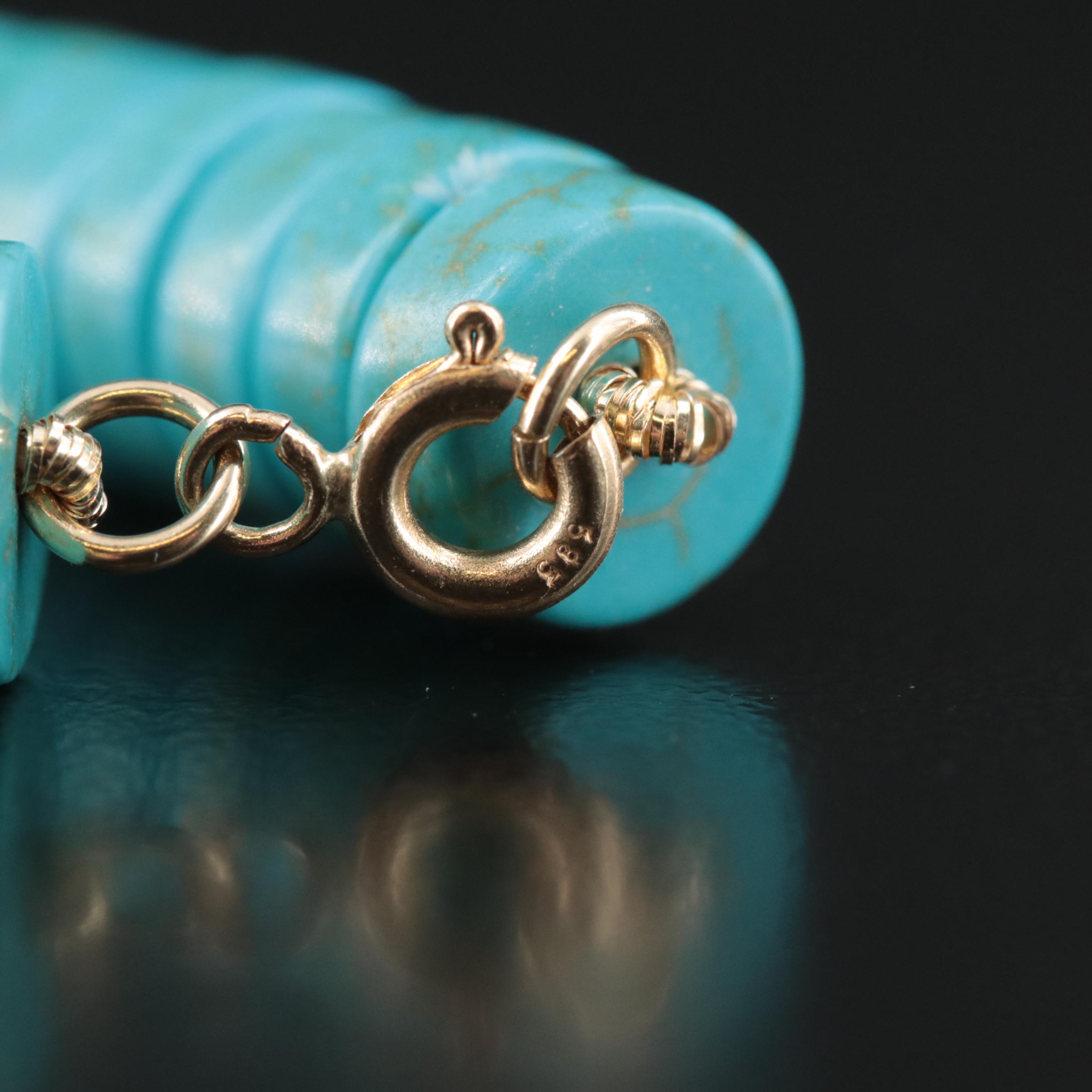 Turquoise Heishi Bead Necklace with 14K Clasp