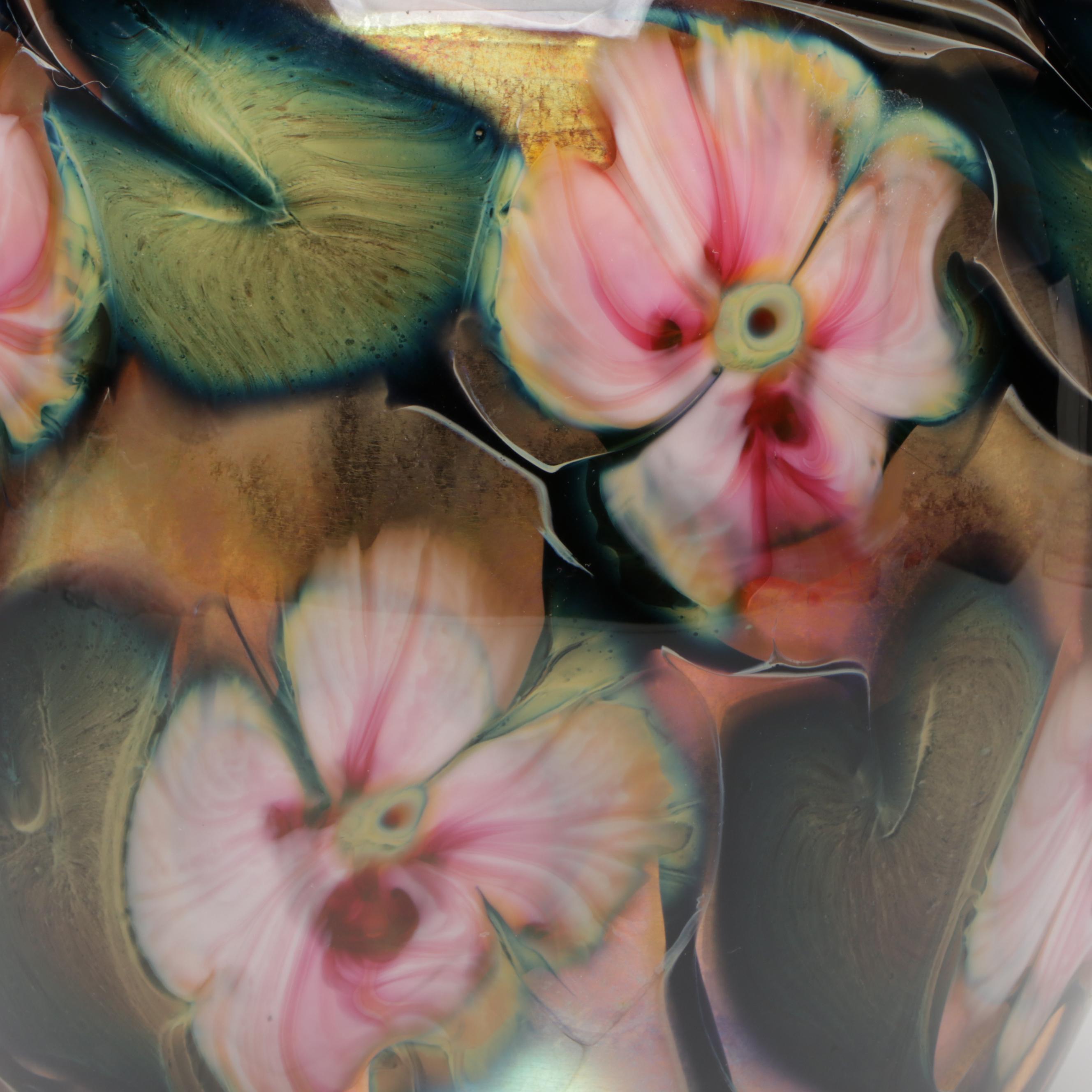 Signed Charles Lotton "Multi-Flora" Art Glass Vase, 2001