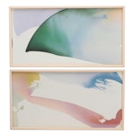 Diptych Offset Lithographs After Peter Kitchell "Reindeer Night," 1984