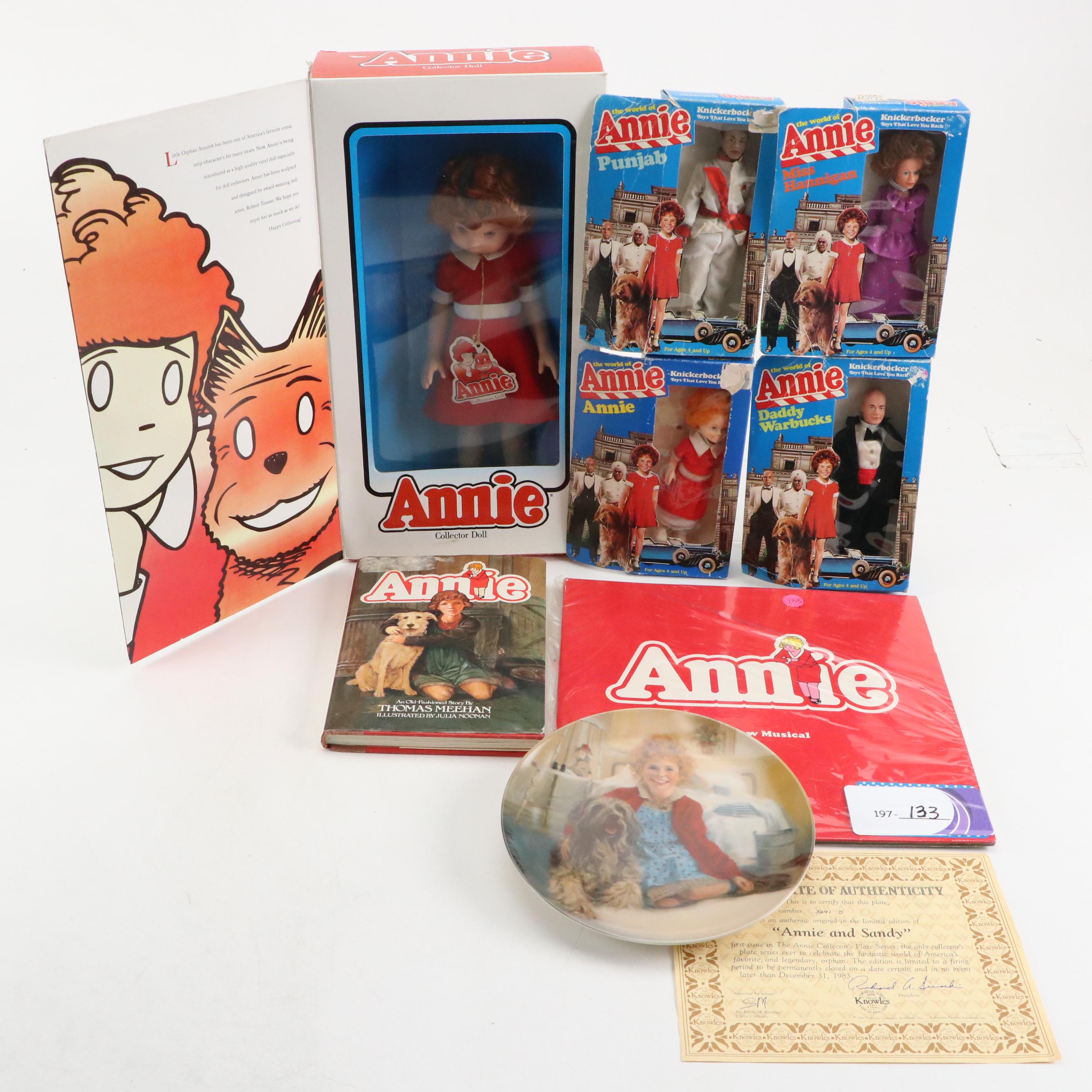 Knowles "Annie and Sandy" Plate with Other Little Orphan Annie Collectables