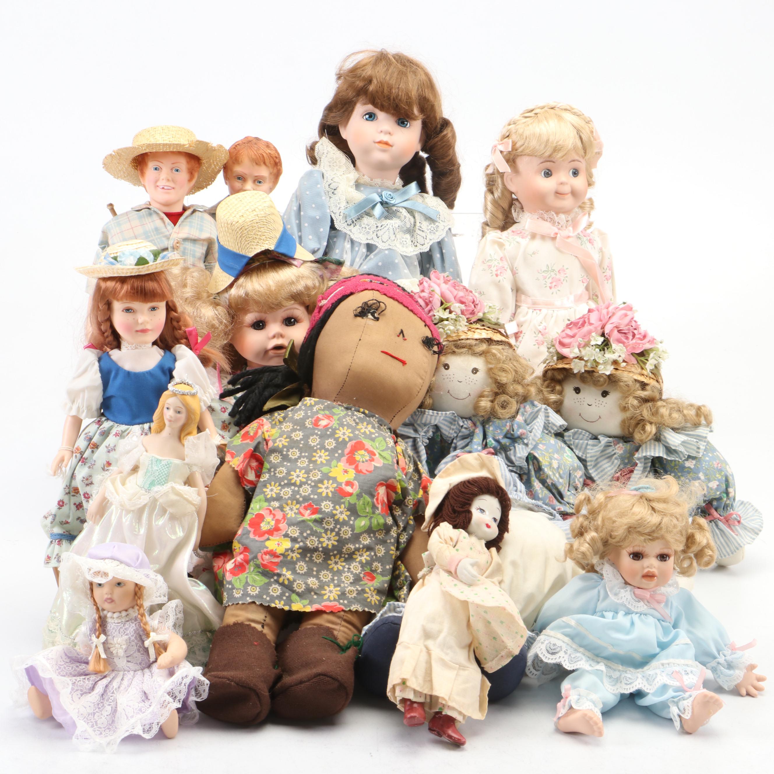 House of Lloyd "Grace Marie" Porcelain Doll with Seymour and More Dolls