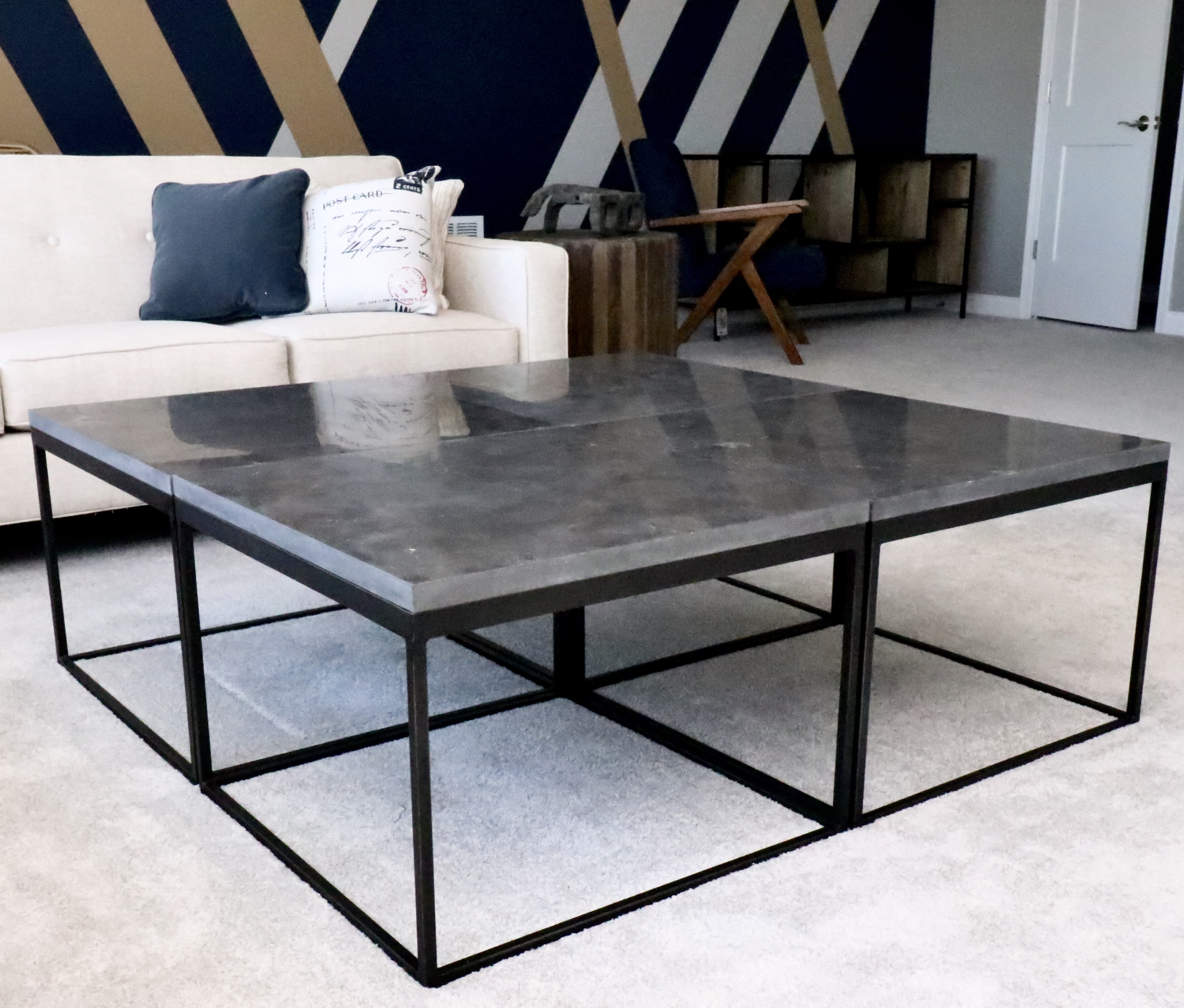 Four Hands Stone and Metal "Harlow Bunching Tables", Set of Four