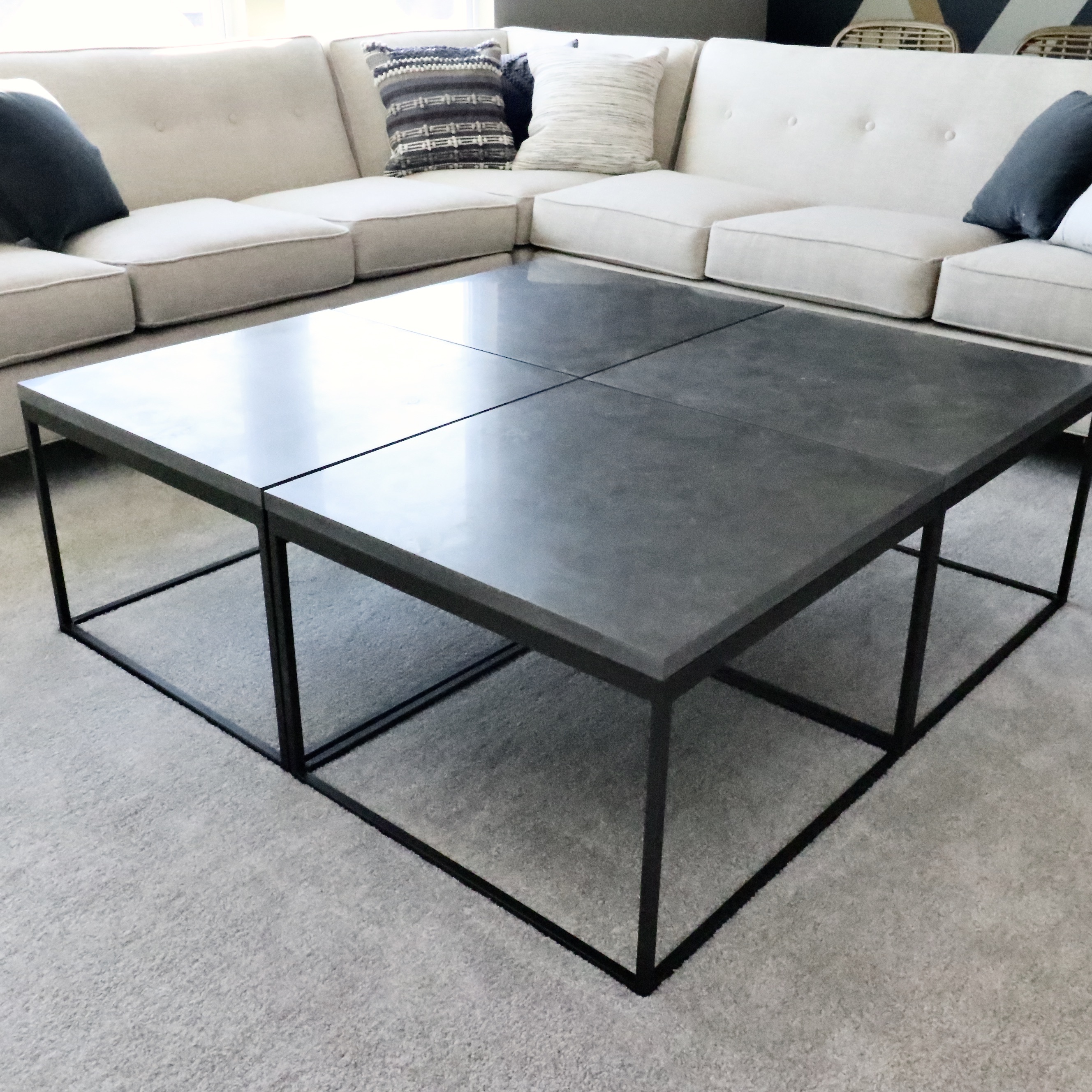 Four Hands Stone and Metal "Harlow Bunching Tables", Set of Four