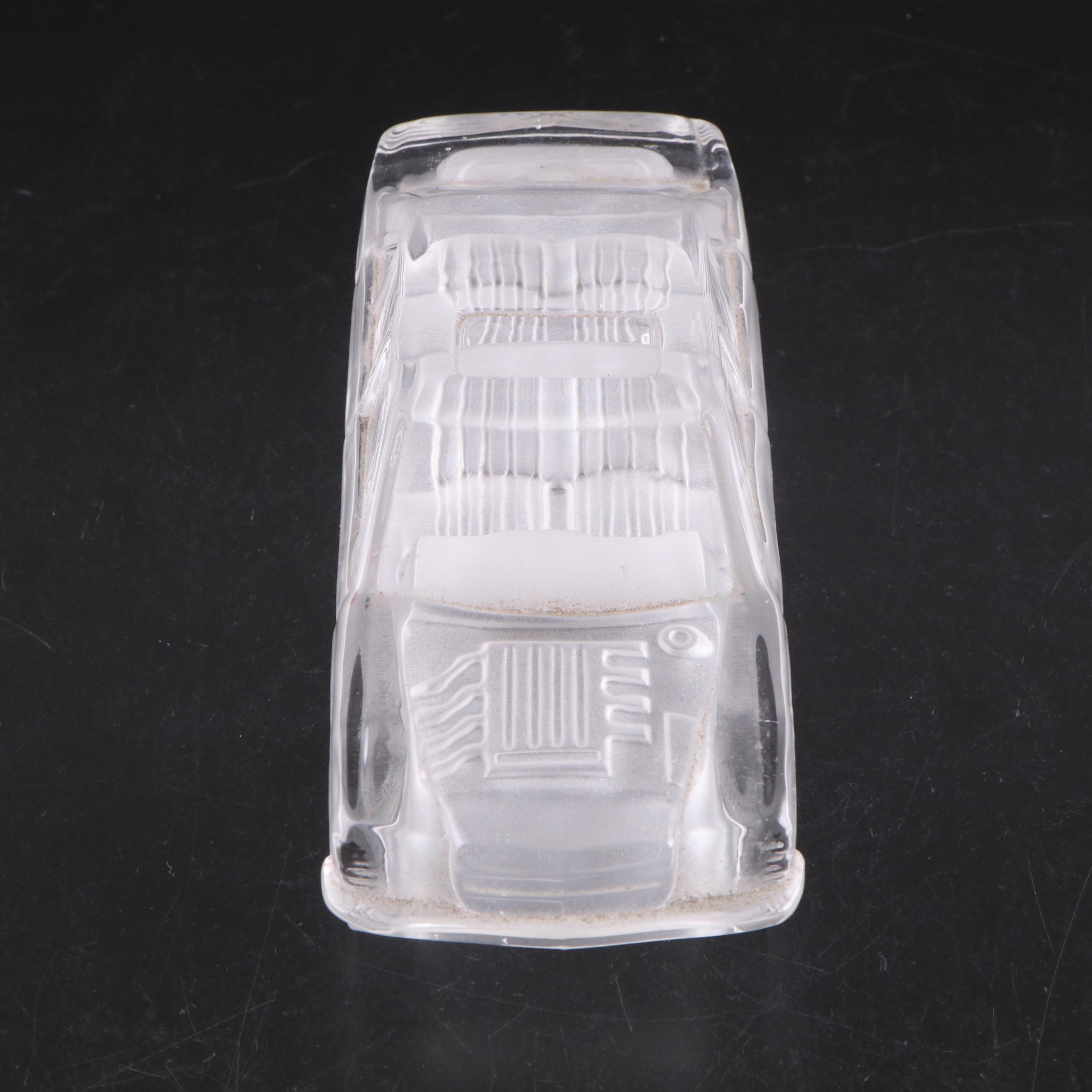 Crystal Car Figurine with Art Glass Controlled Bubble Paperweights