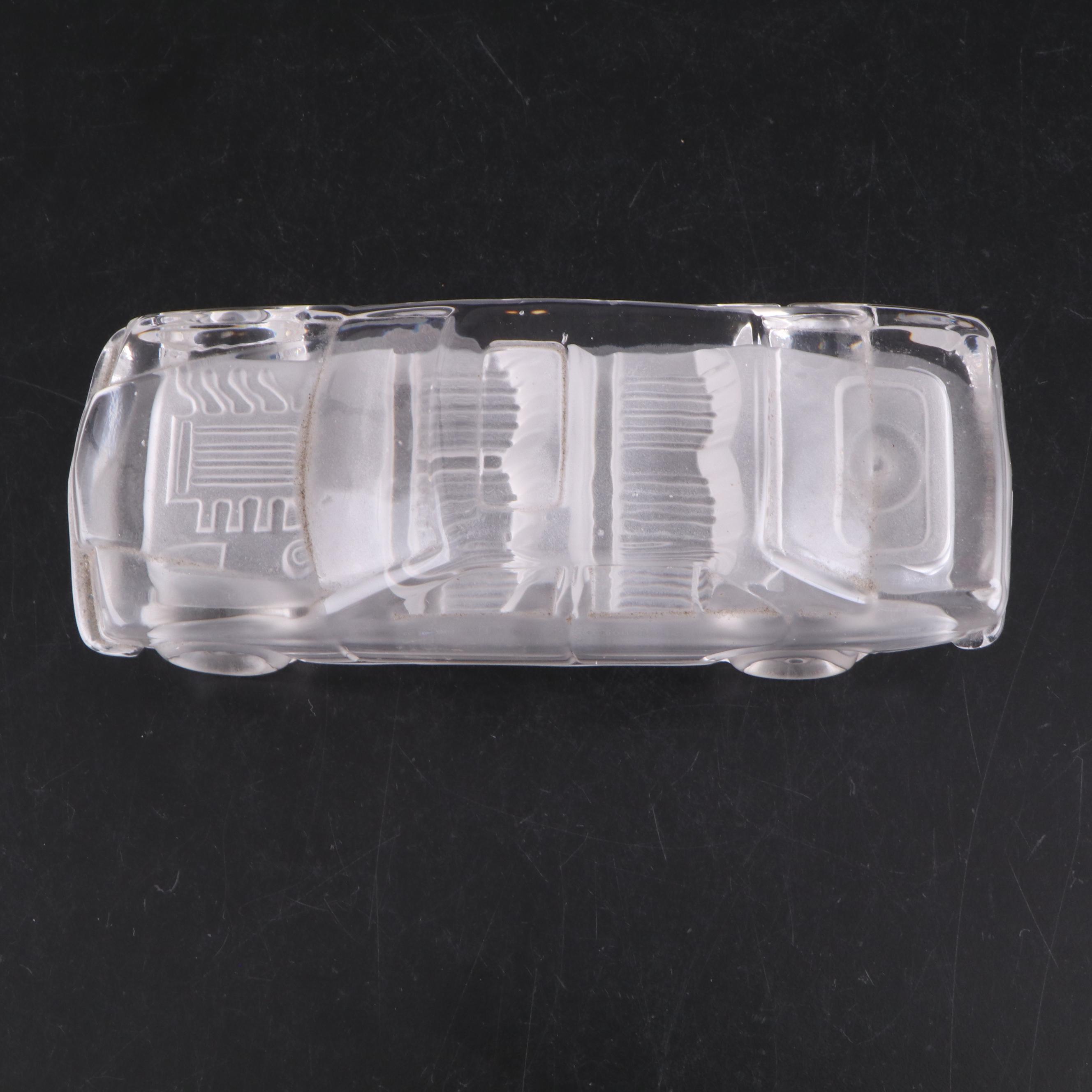 Crystal Car Figurine with Art Glass Controlled Bubble Paperweights