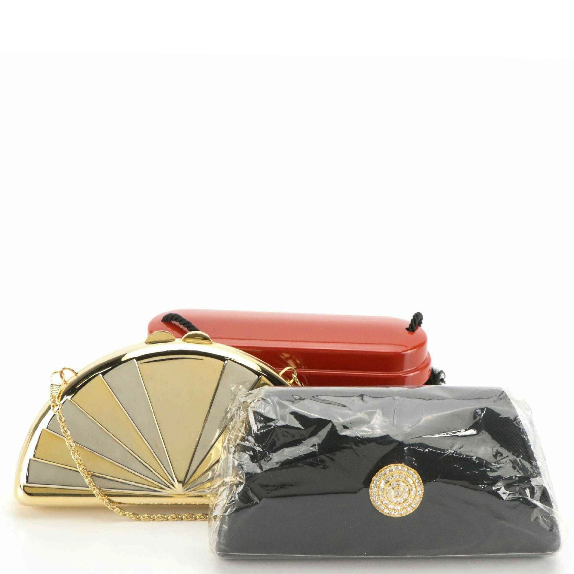 Genie Japanese Lacquerware, Other Thai Silk, and Half Moon Metal Evening Bags