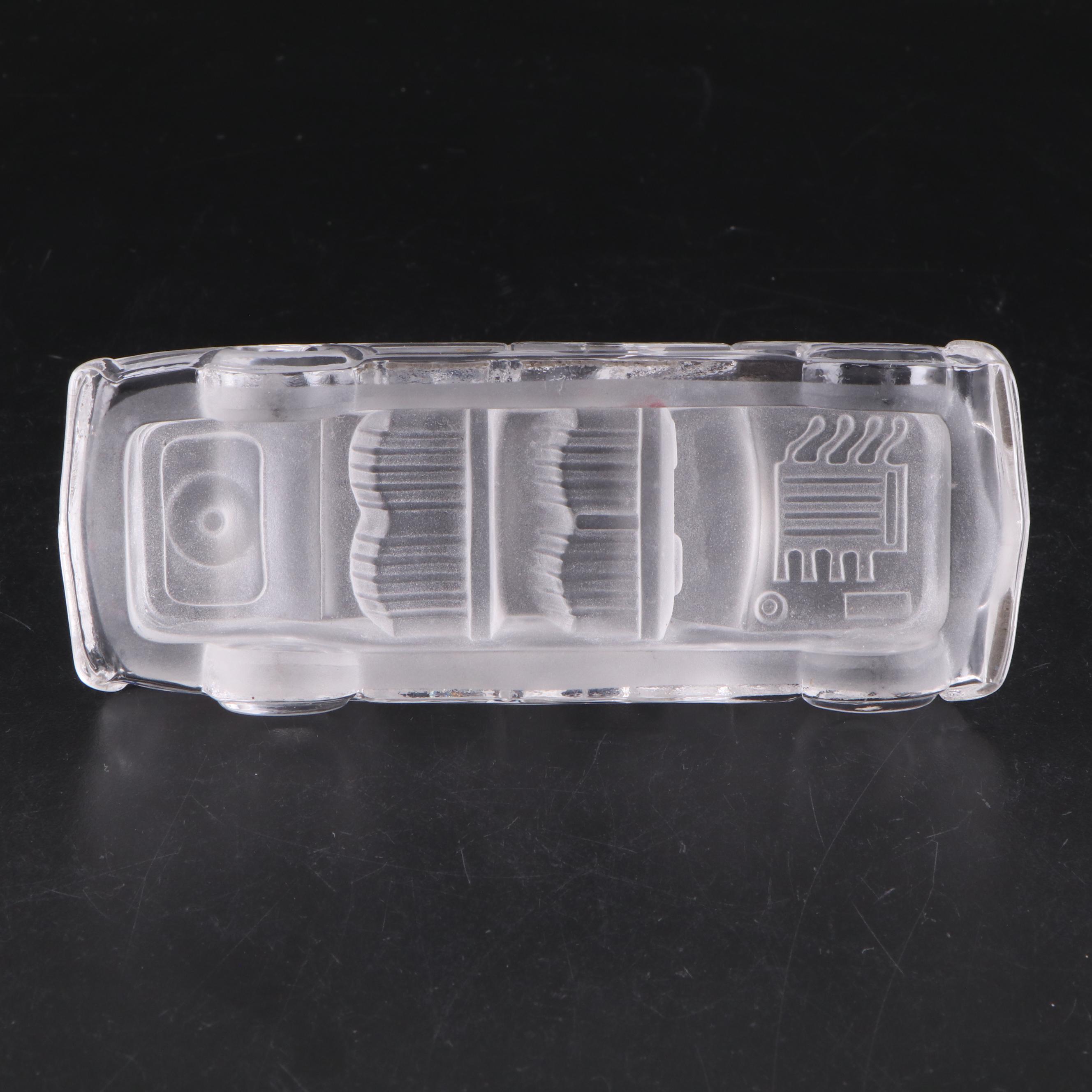 Crystal Car Figurine with Art Glass Controlled Bubble Paperweights