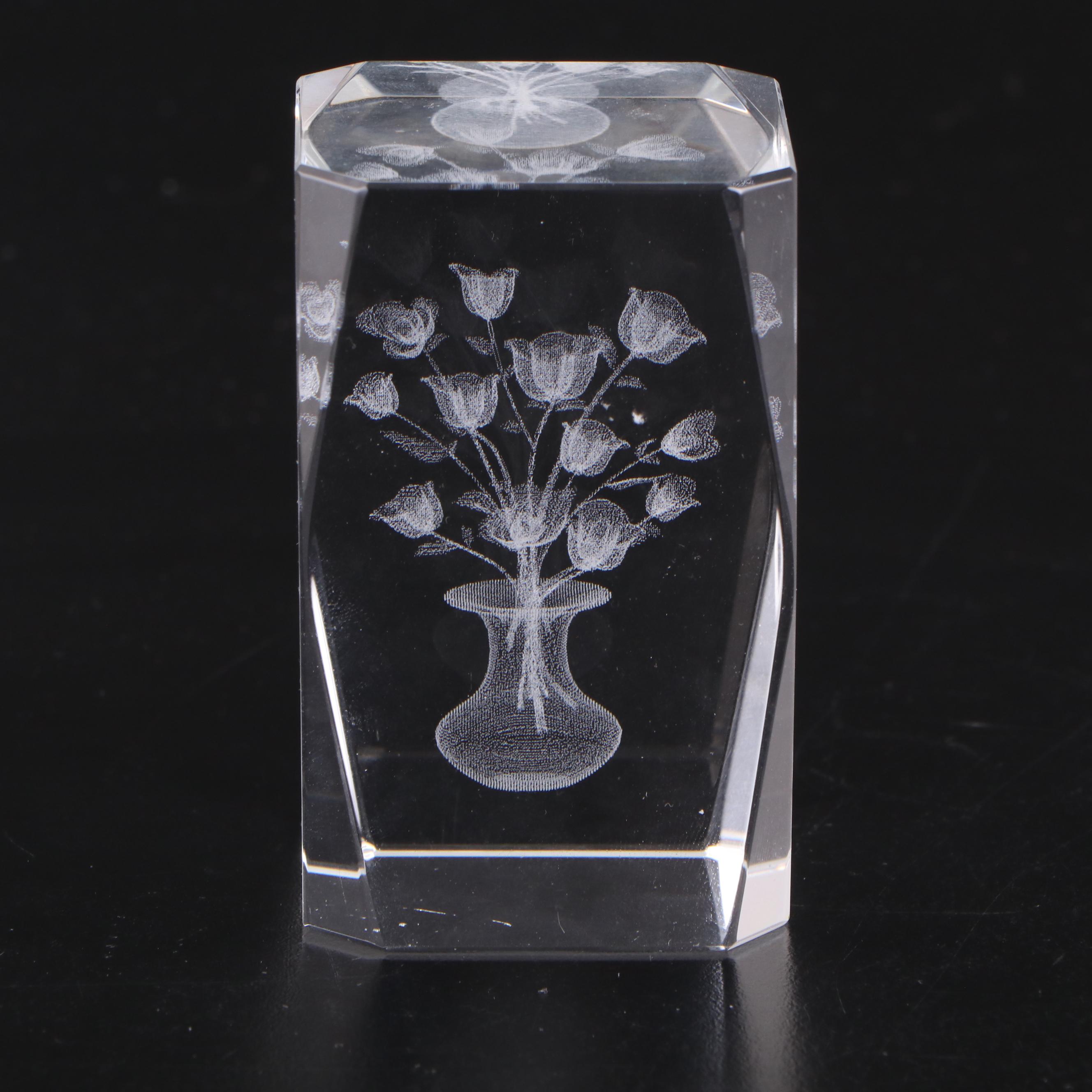 Crystal Car Figurine with Art Glass Controlled Bubble Paperweights