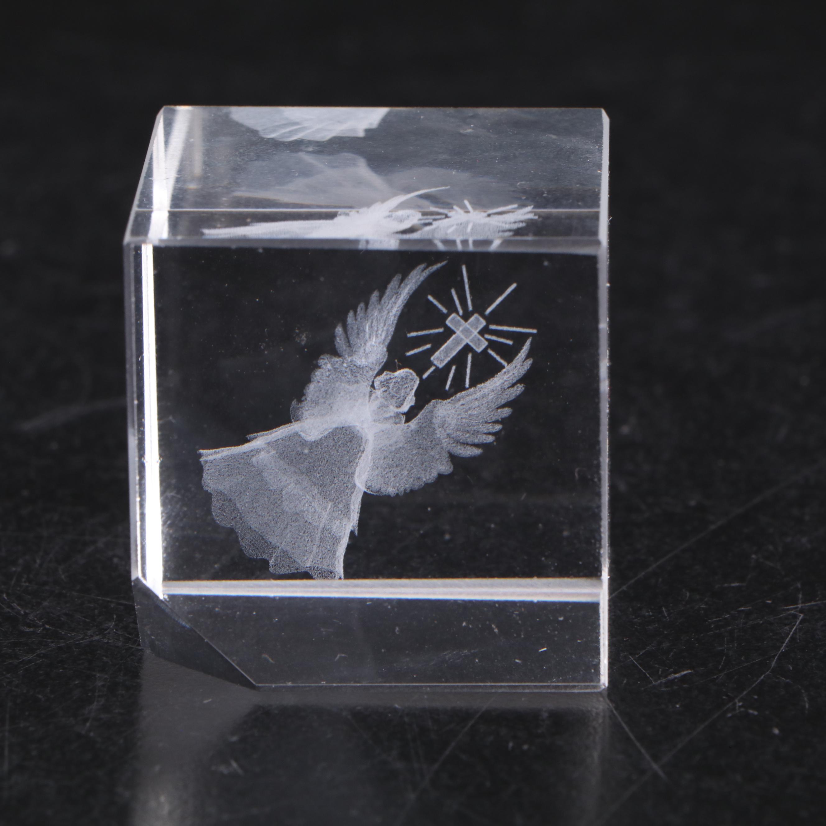 Crystal Car Figurine with Art Glass Controlled Bubble Paperweights