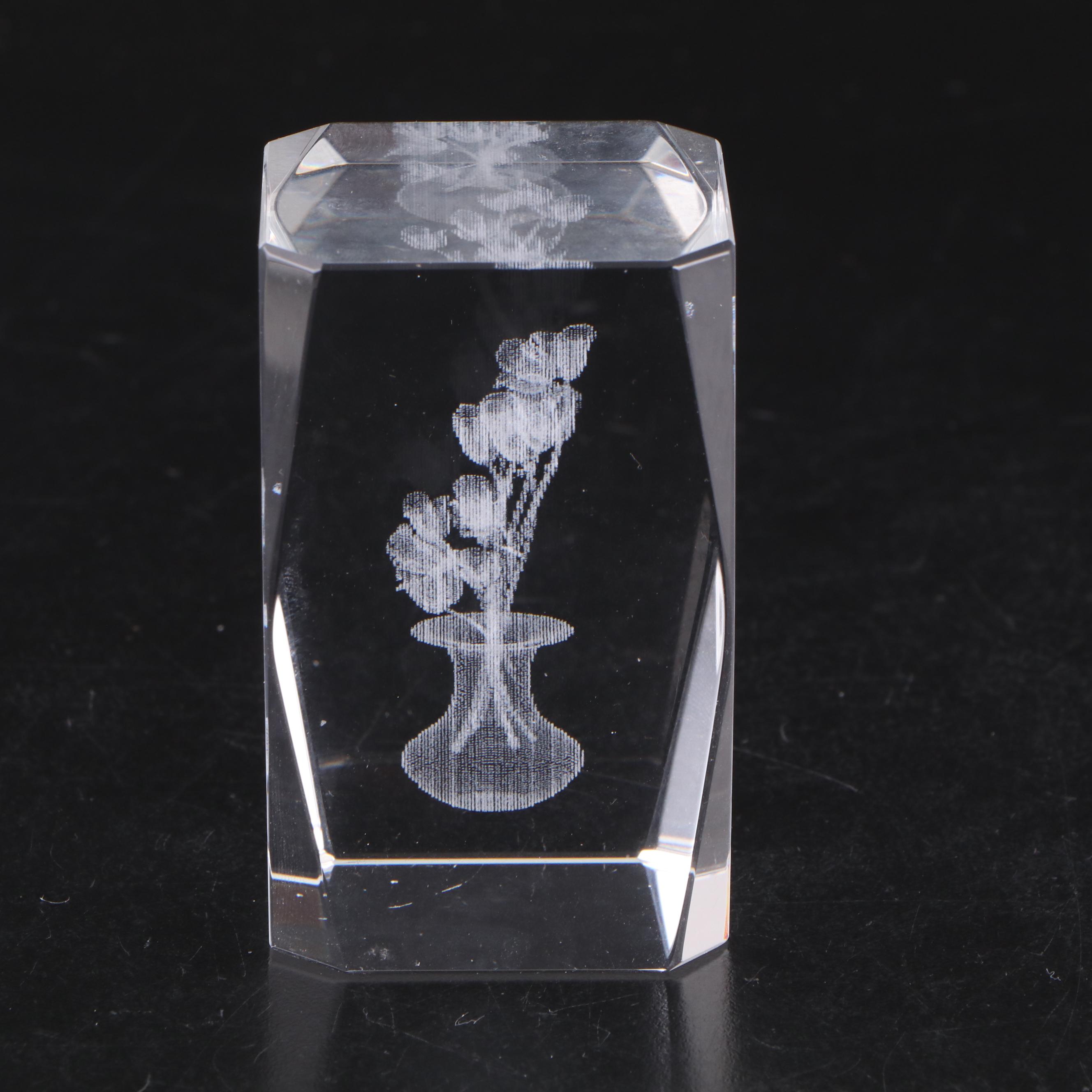 Crystal Car Figurine with Art Glass Controlled Bubble Paperweights
