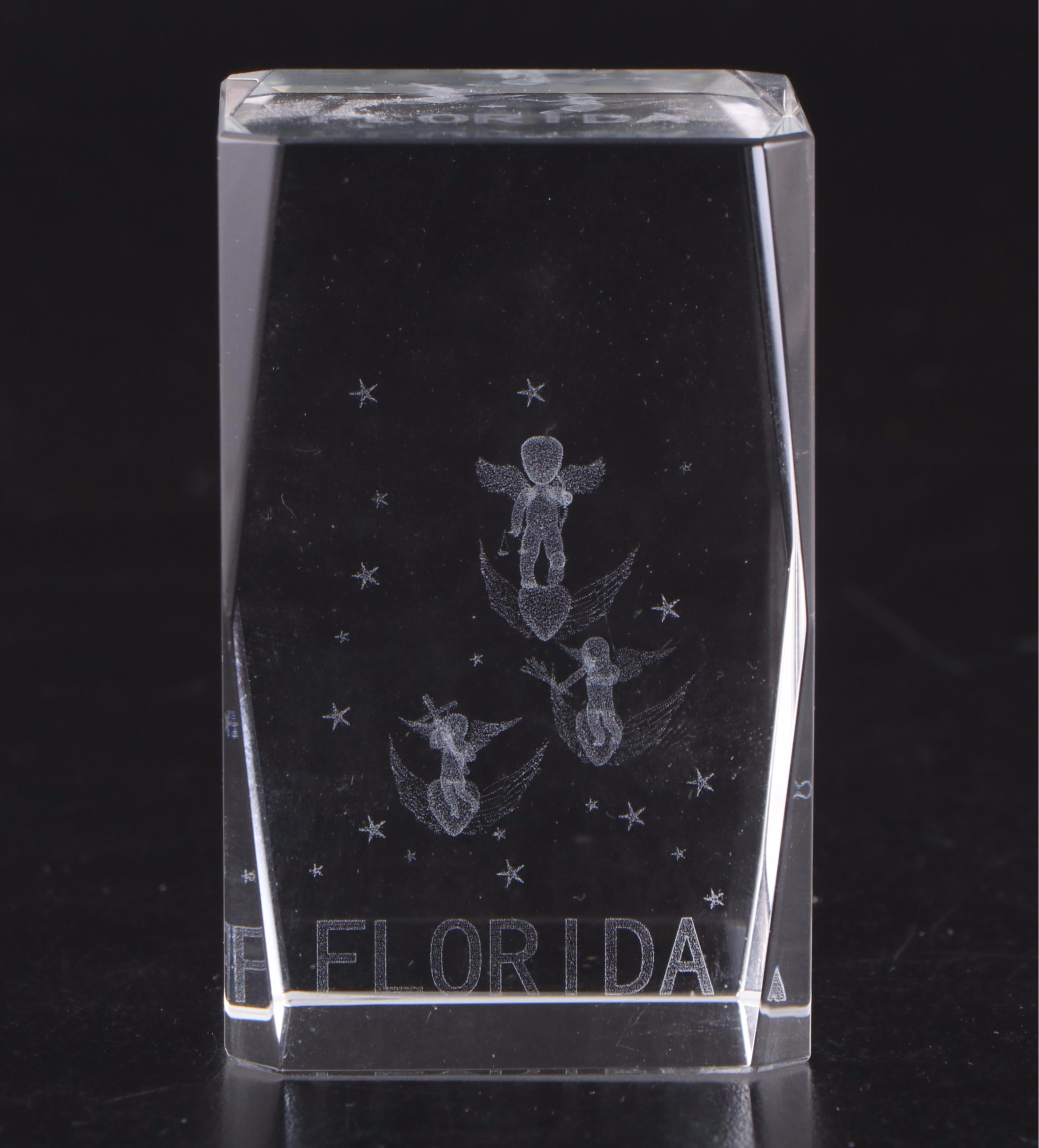 Crystal Car Figurine with Art Glass Controlled Bubble Paperweights