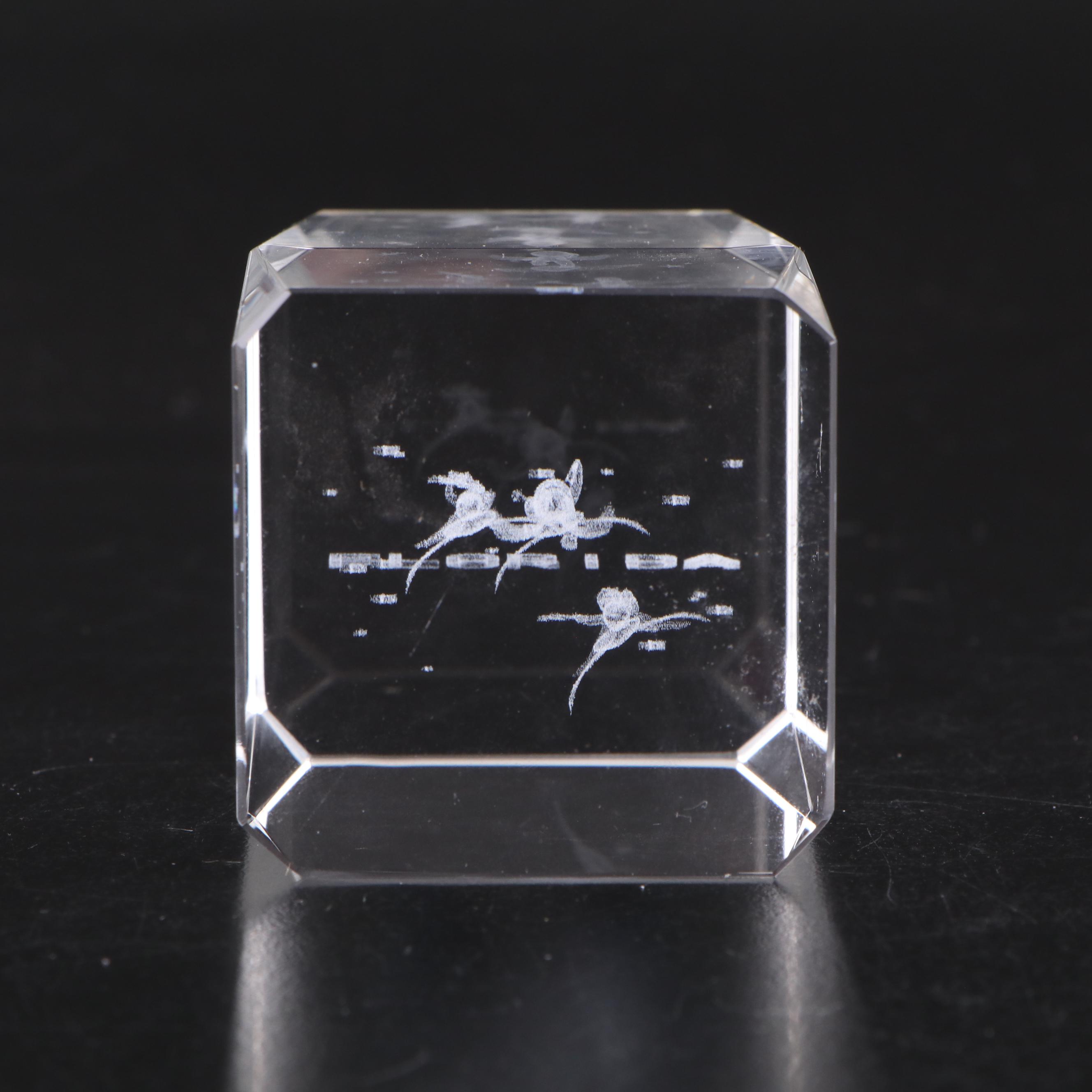 Crystal Car Figurine with Art Glass Controlled Bubble Paperweights