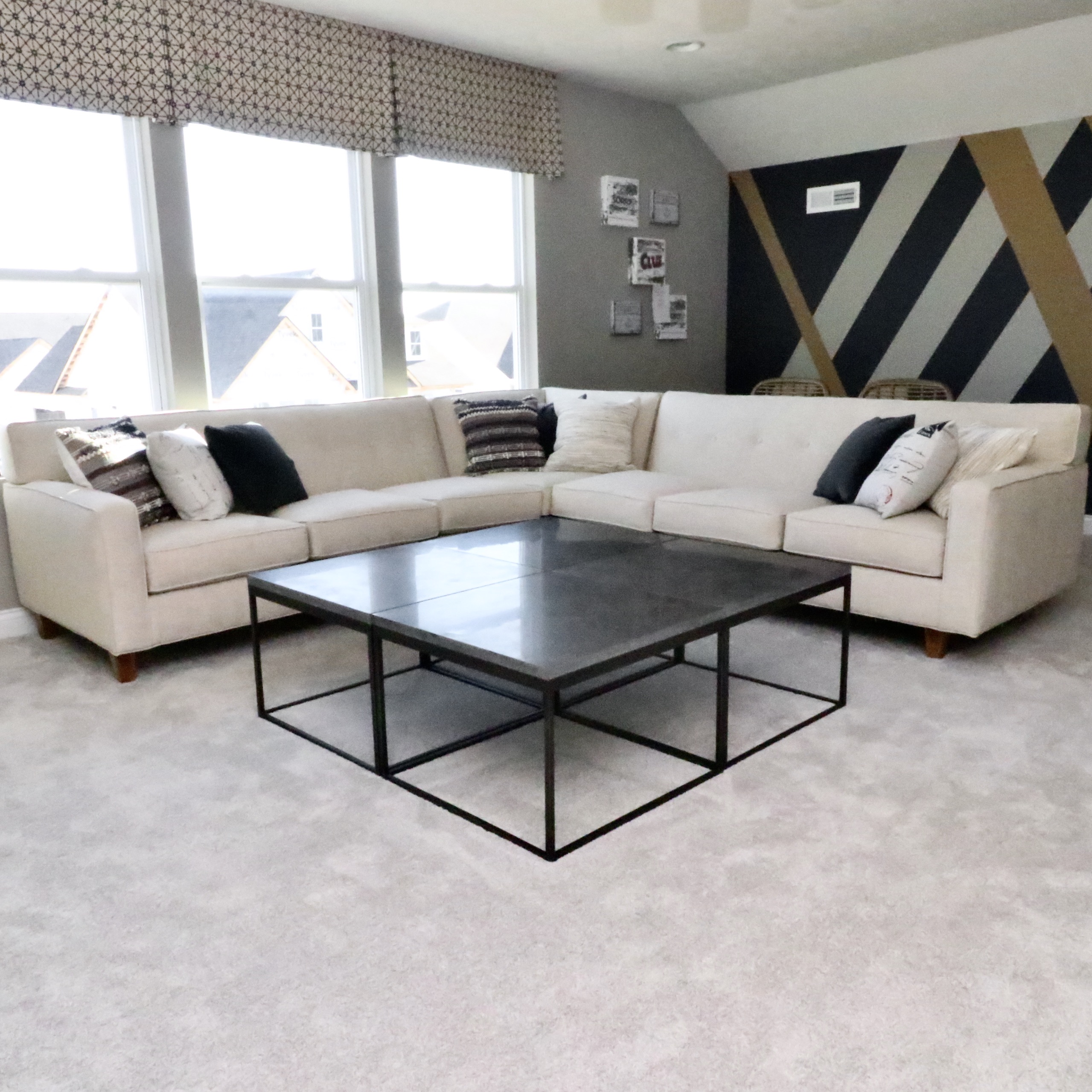 Rowe Furniture "Dorset" Three-Piece Sectional Sofa with Accent Pillows