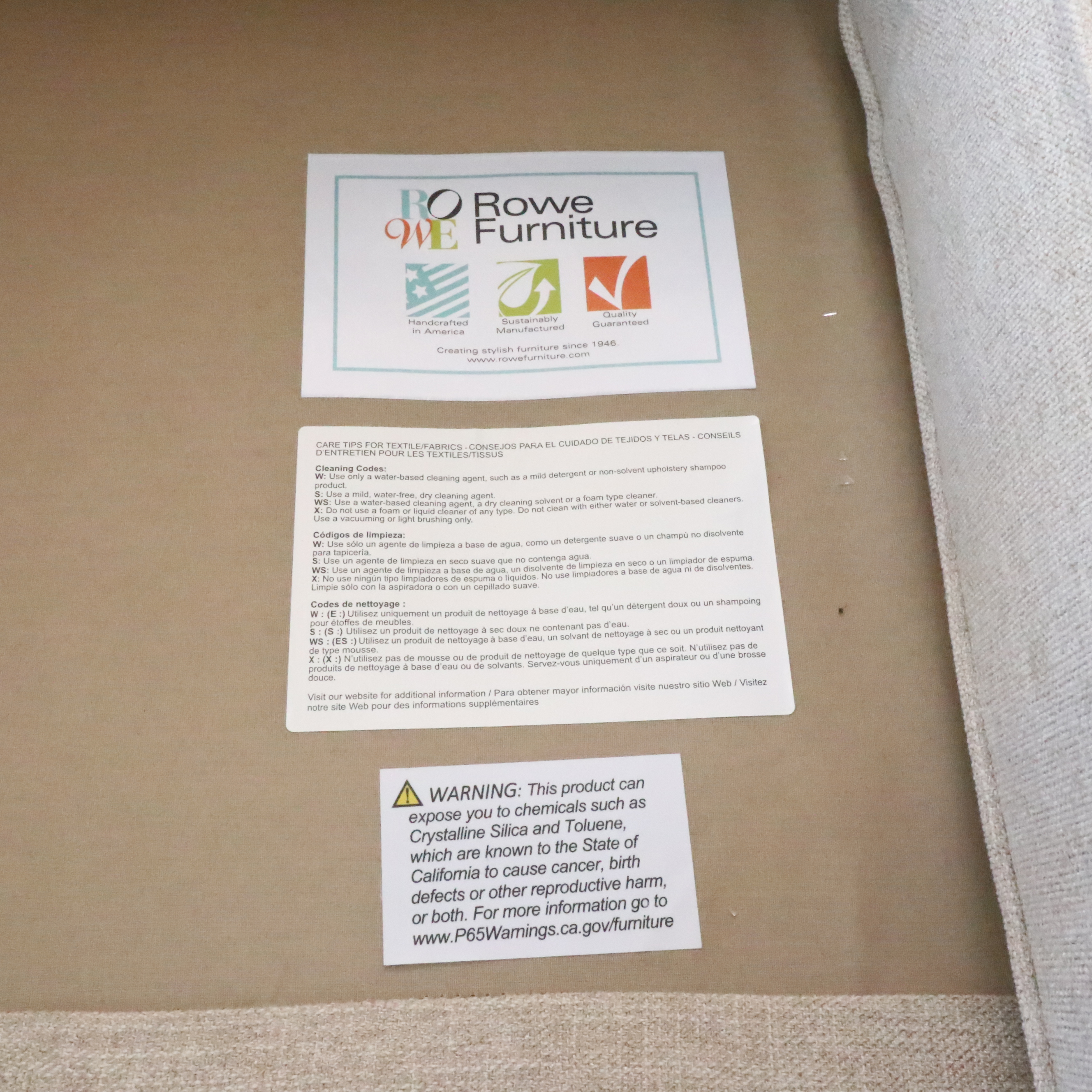 Rowe Furniture "Dorset" Three-Piece Sectional Sofa with Accent Pillows