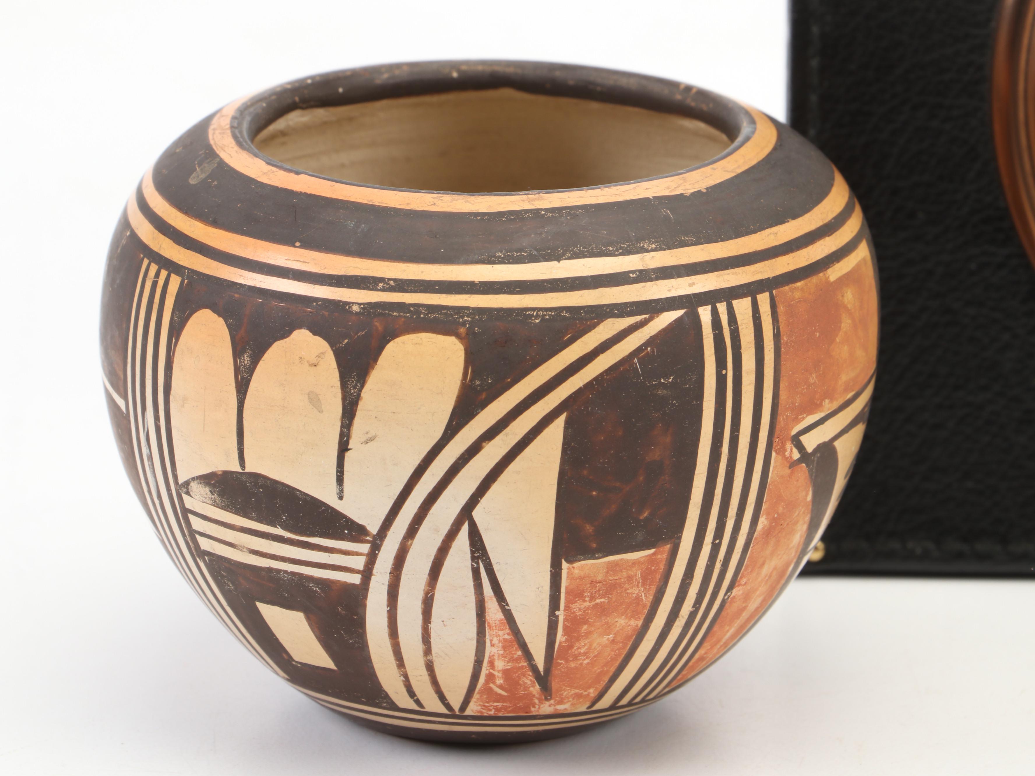 Hopi Ceramic Pottery with Pottery Barn Faux Leather Desk Clock and More