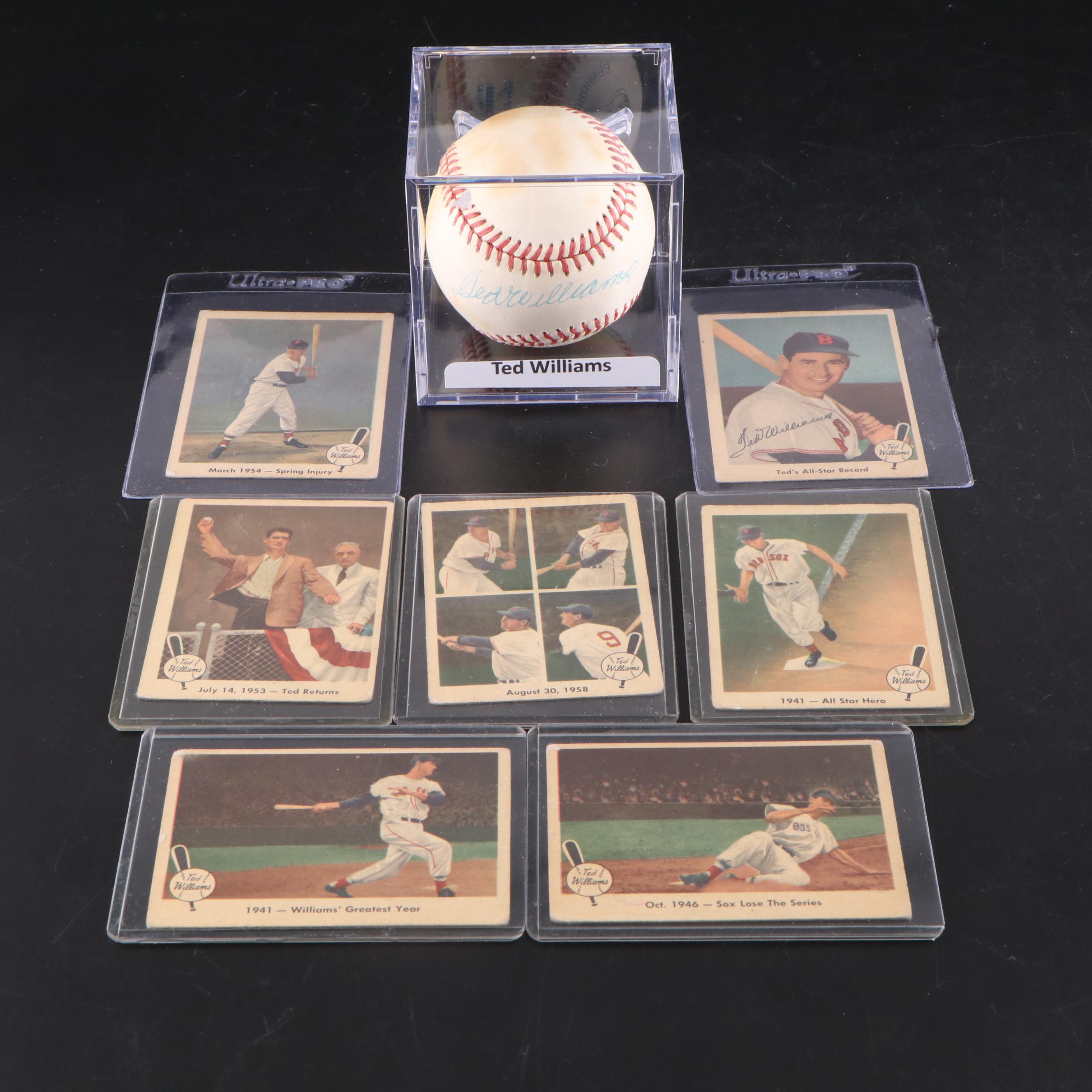 Ted Williams Signed Rawlings Official American League Baseball with Cards