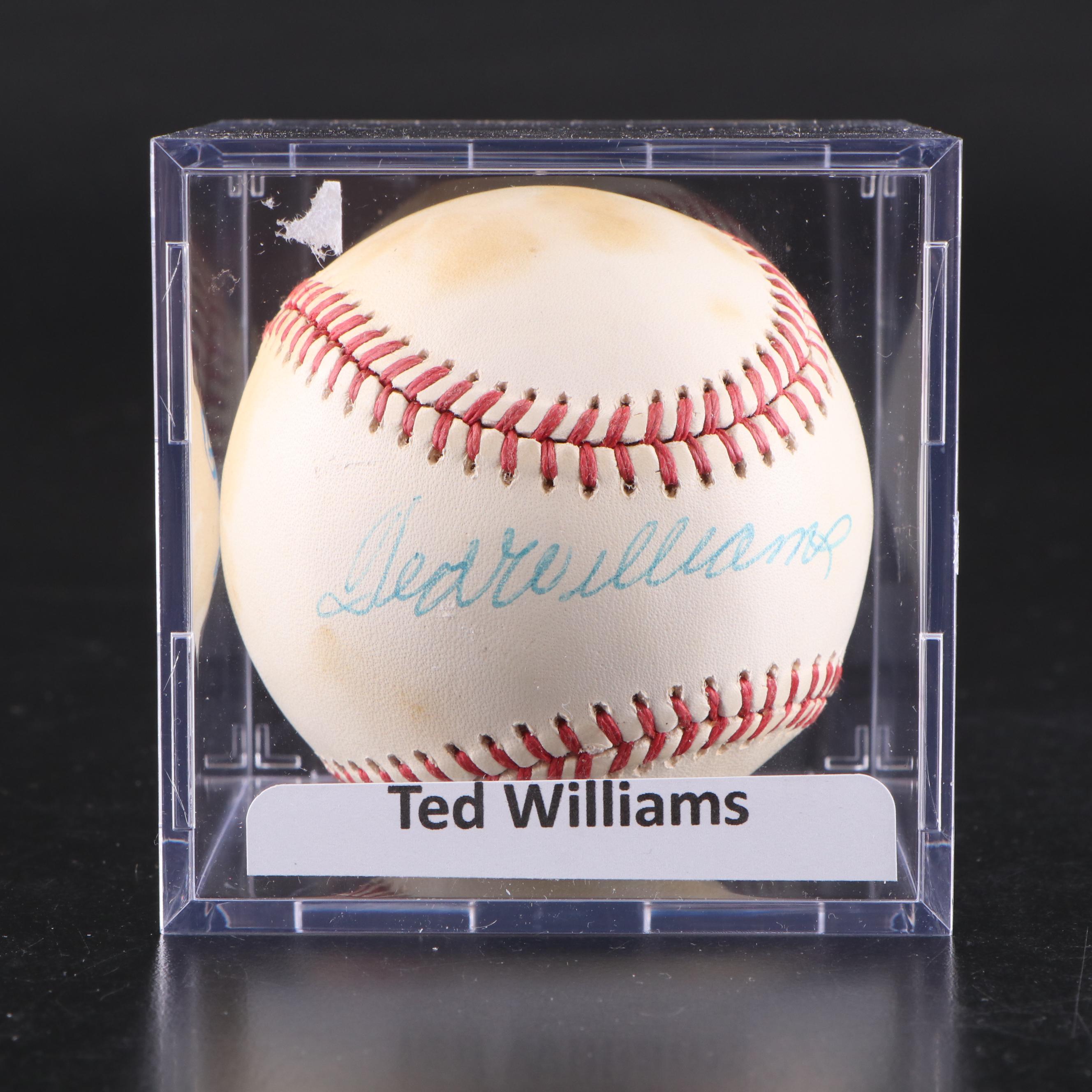 Ted Williams Signed Rawlings Official American League Baseball with Cards