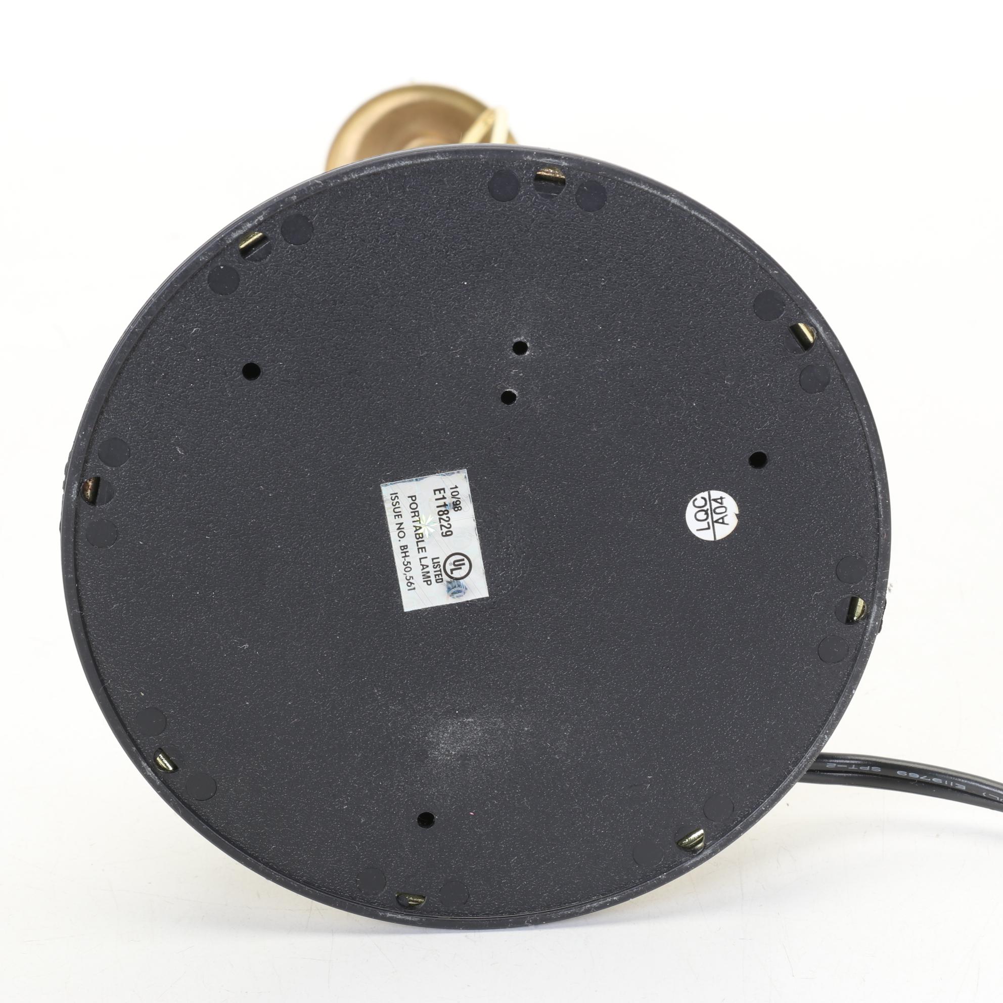 Three-Way Floral Touch Lamp With Glass Panel Shade and Glass Accent Base