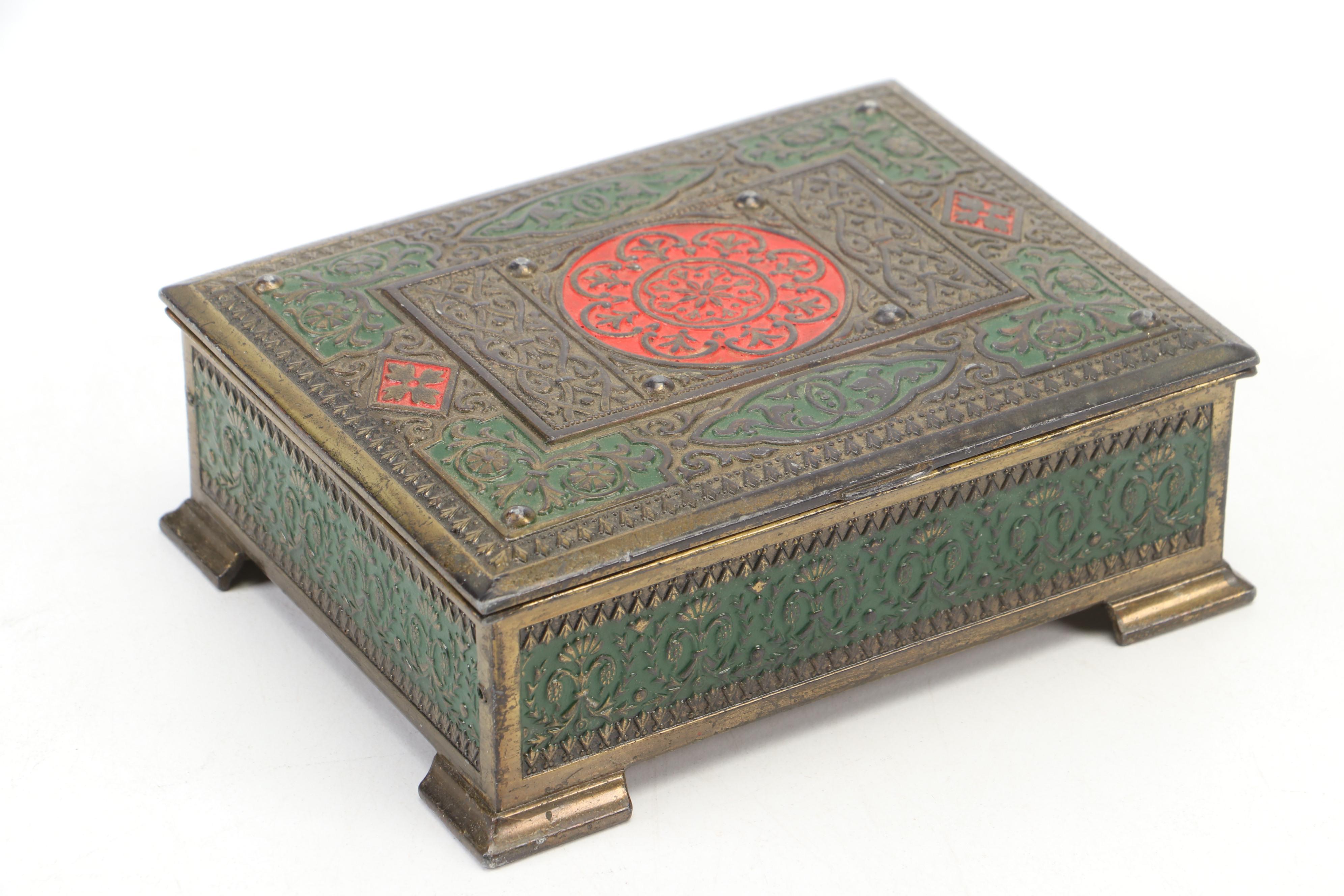 Japanese Metal Cigarette Dispenser Box with Children's Shoes and Plastic Fan