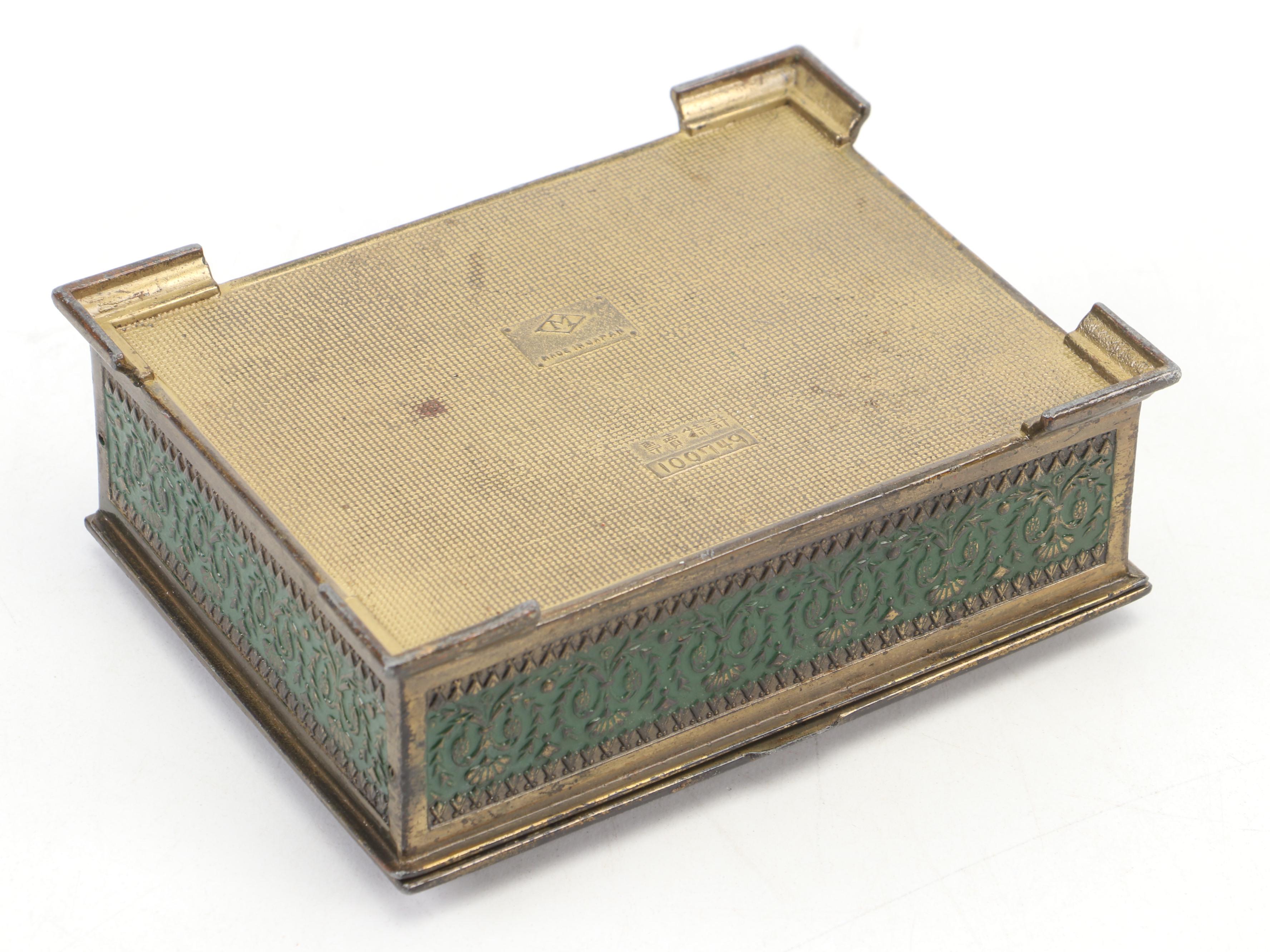 Japanese Metal Cigarette Dispenser Box with Children's Shoes and Plastic Fan