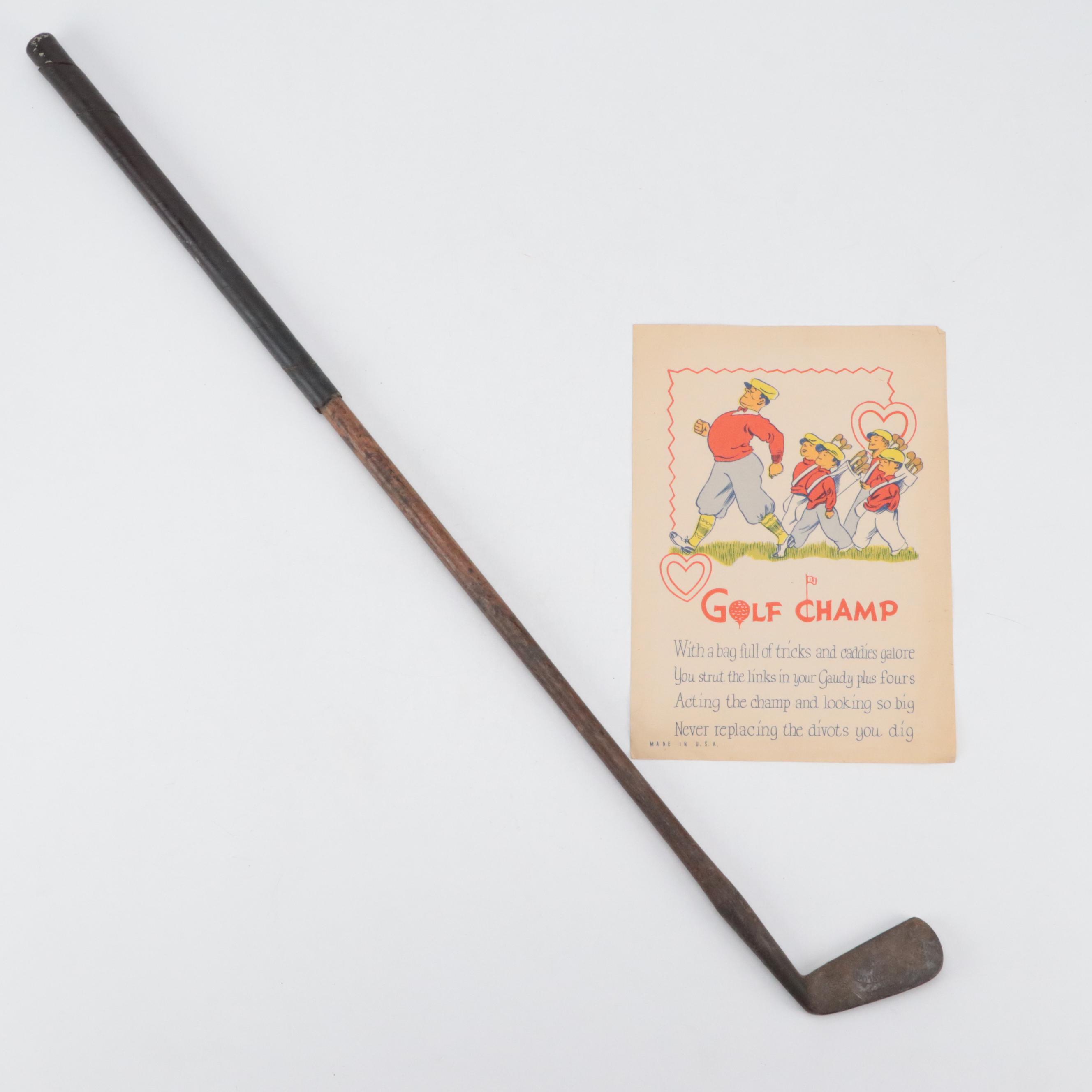 Hand-Forged Wilsonian Junior Cast Iron Putter with Golf Champ Greeting Card