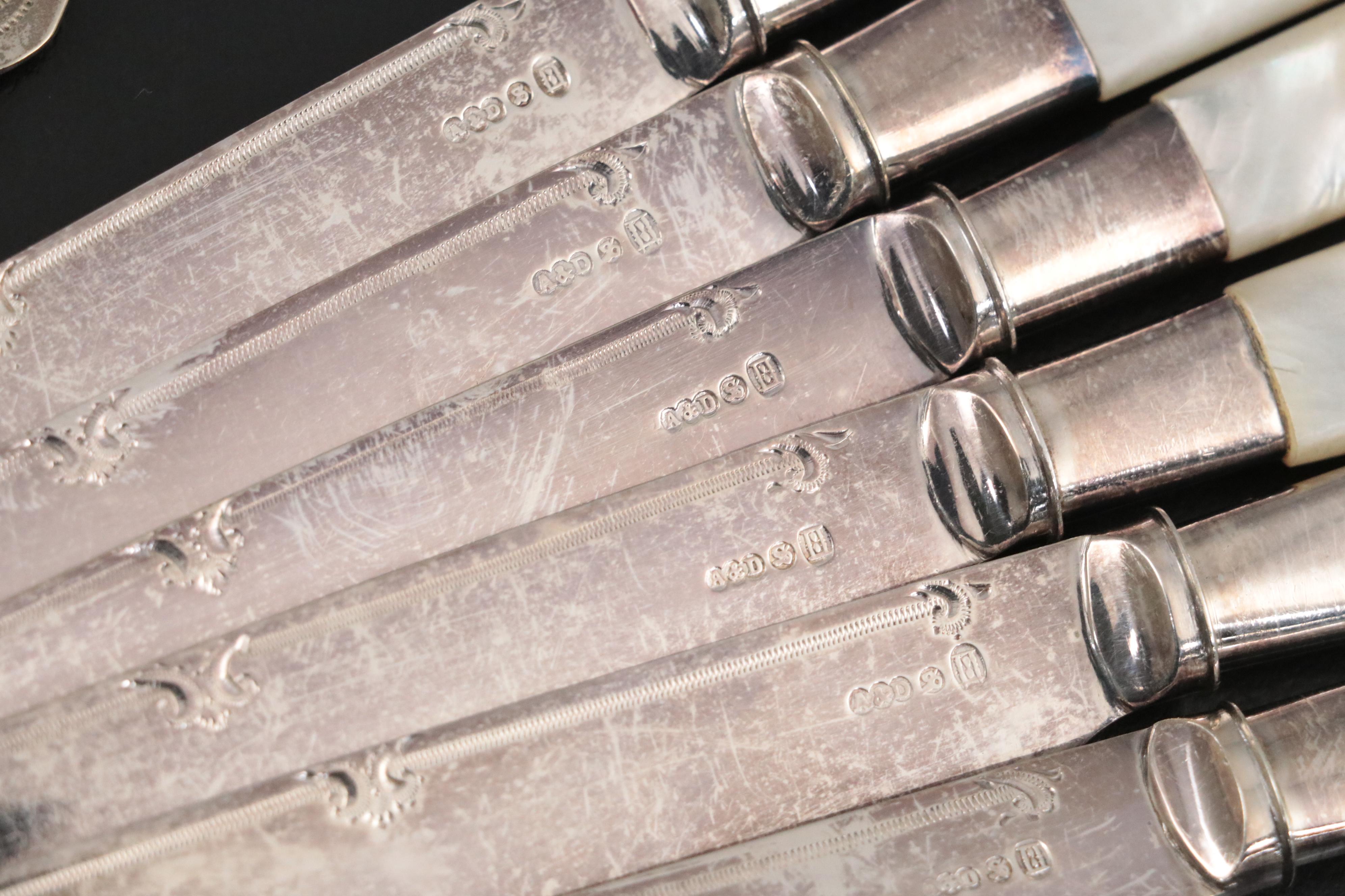 Potosi Silver Co. Silver Plate Serving Fork with Other MOP Handled Flatware