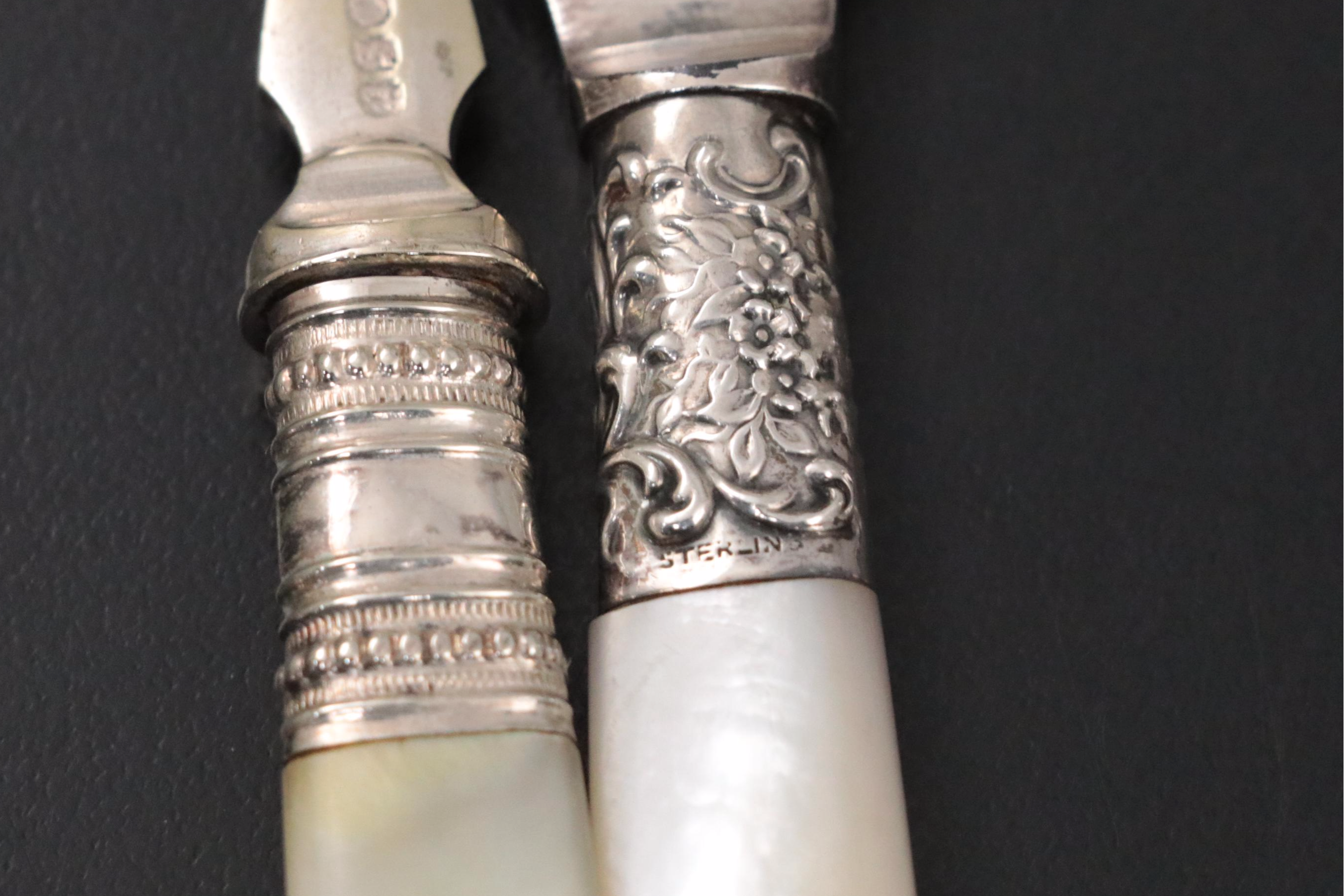 Potosi Silver Co. Silver Plate Serving Fork with Other MOP Handled Flatware