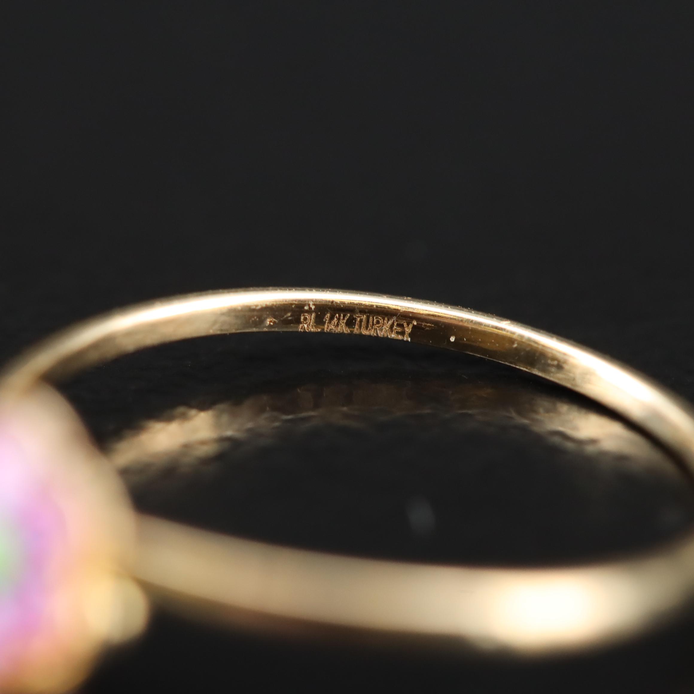 14K Resin Enamel Adjustable Flower Ring