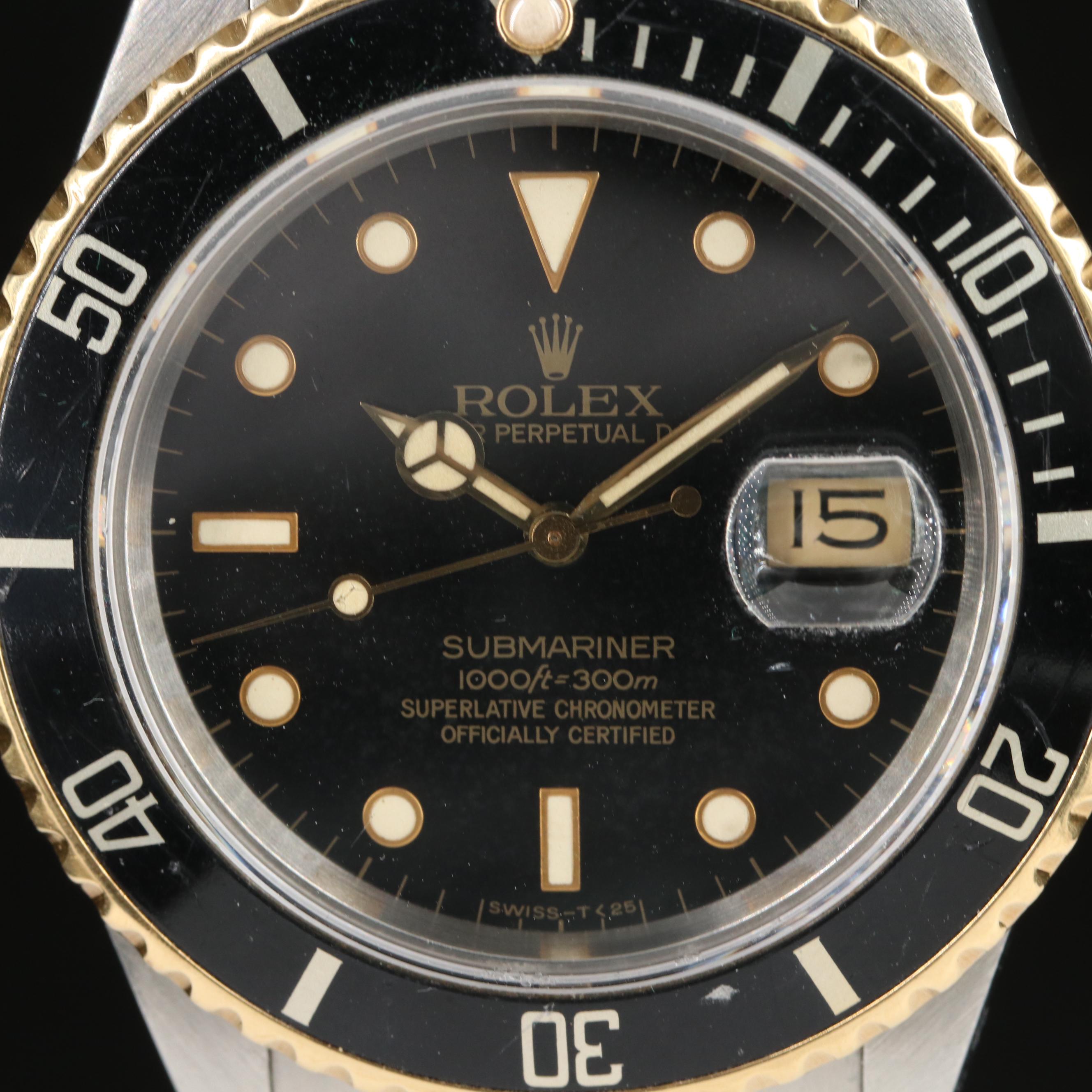 1986 Rolex Submariner Date Black Dial, Two-Tone Watch