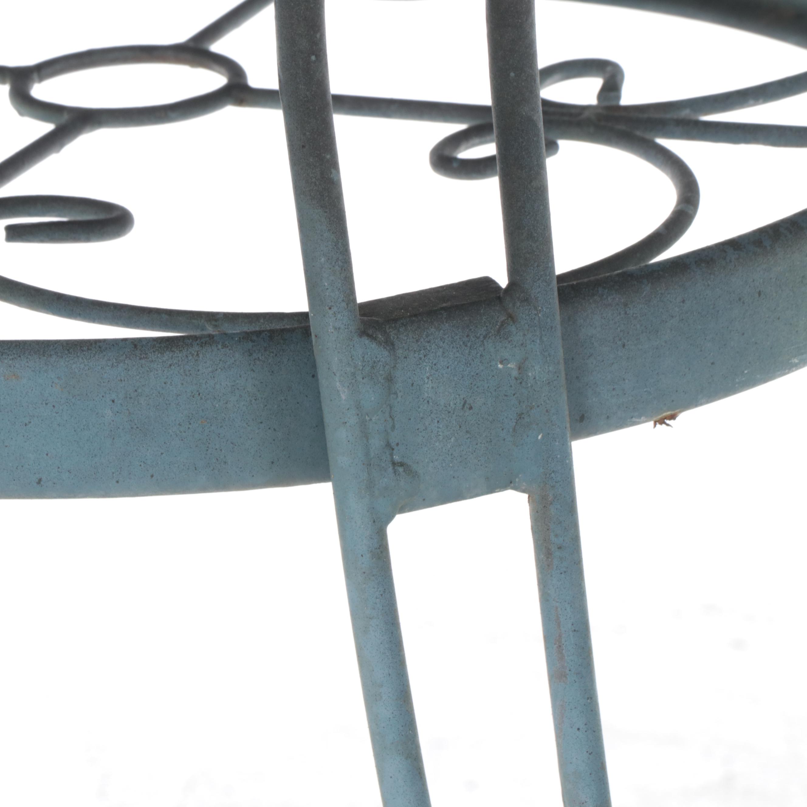 Wrought Metal Patio Dining Table with Four PE Rattan Dining Chairs