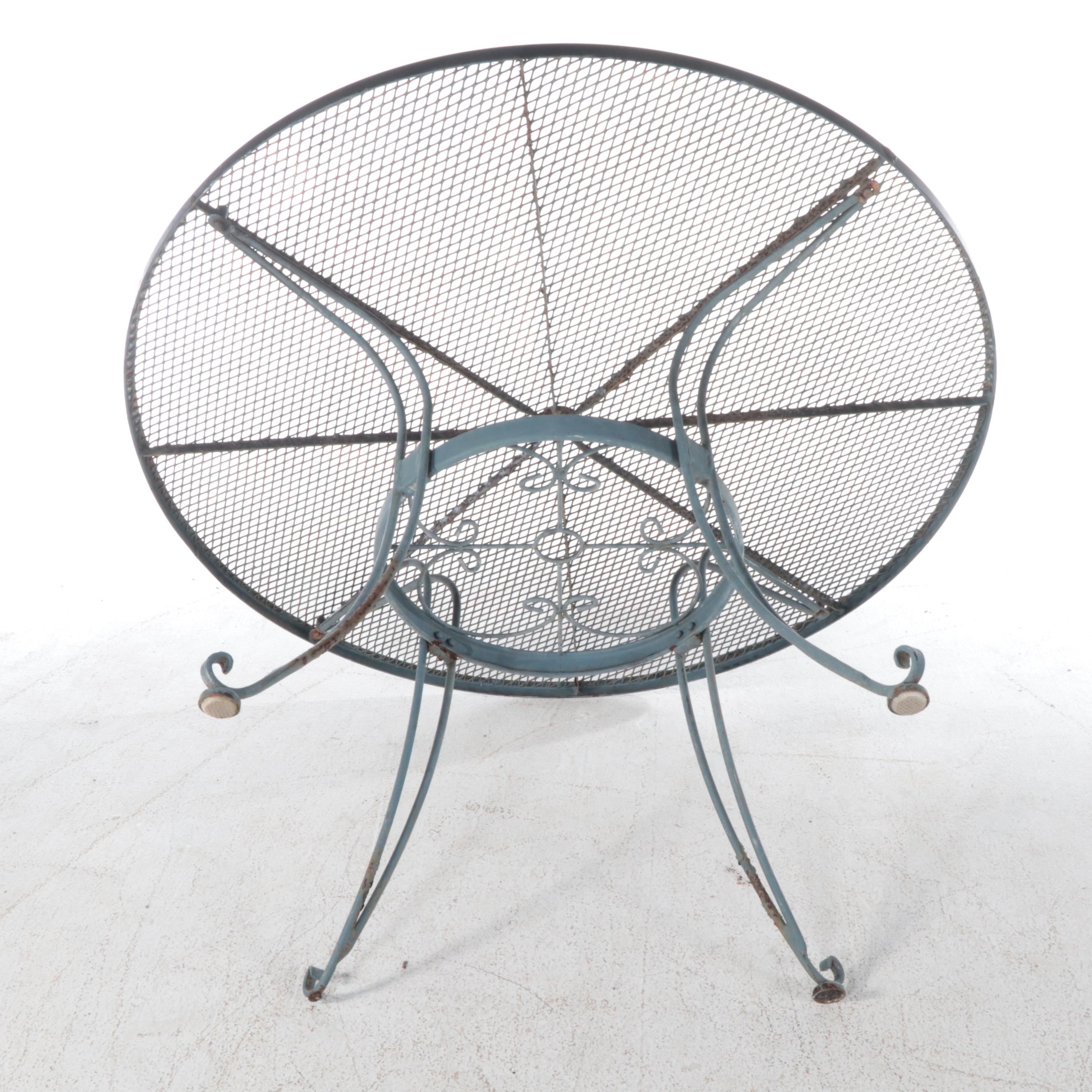 Wrought Metal Patio Dining Table with Four PE Rattan Dining Chairs