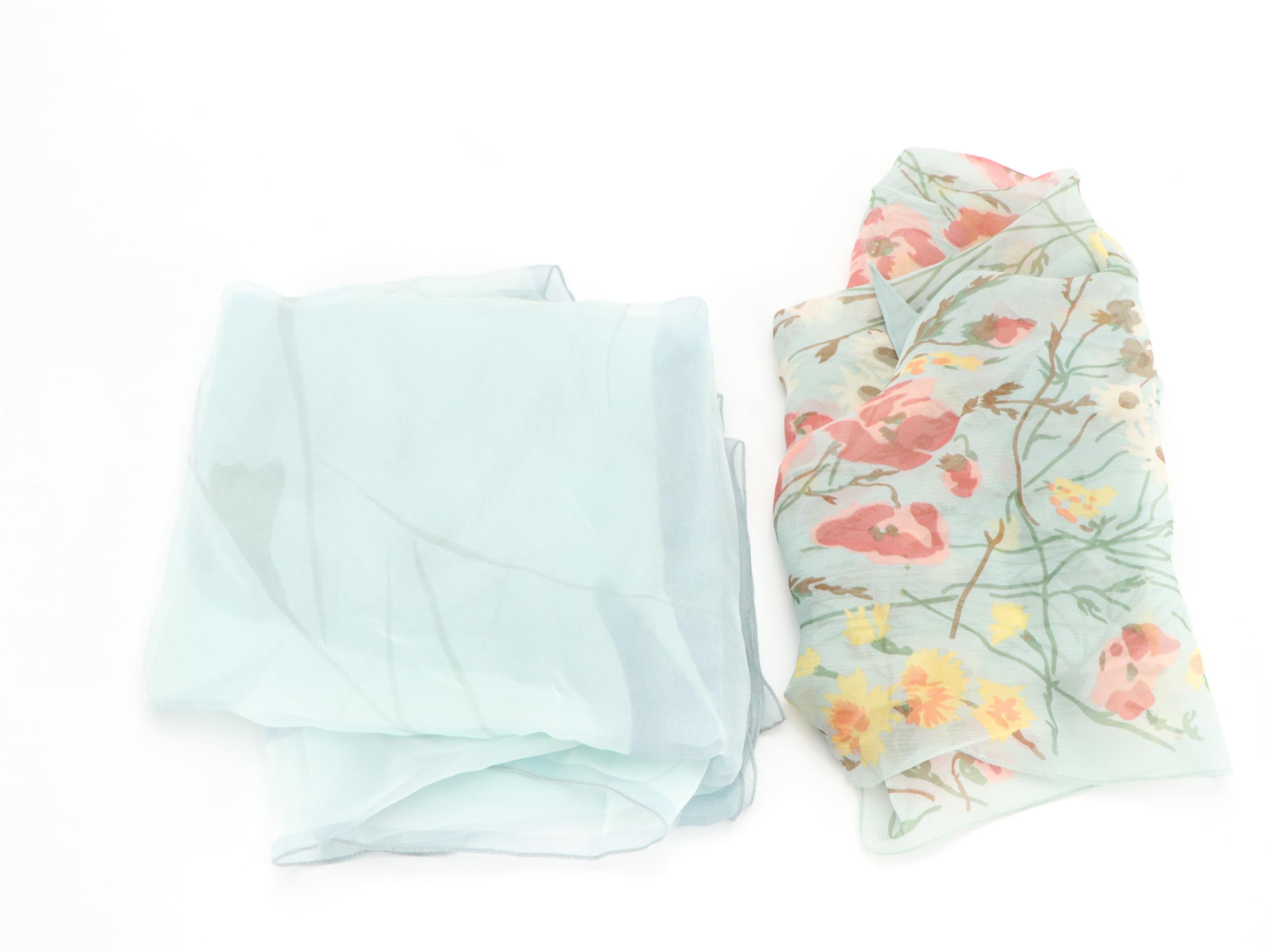 Liberty of London Floral Print Silk Scarves, Other Pastel Silk Chiffon Scarves