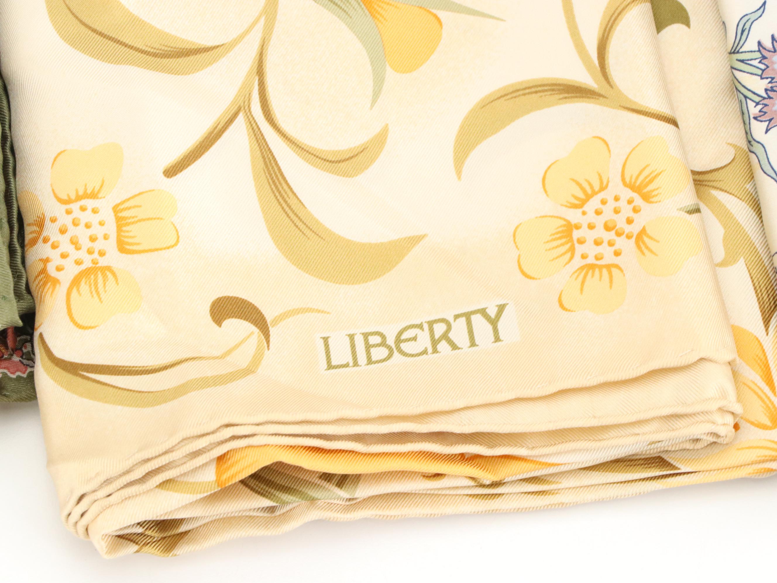 Liberty of London Floral Print Silk Scarves, Other Pastel Silk Chiffon Scarves