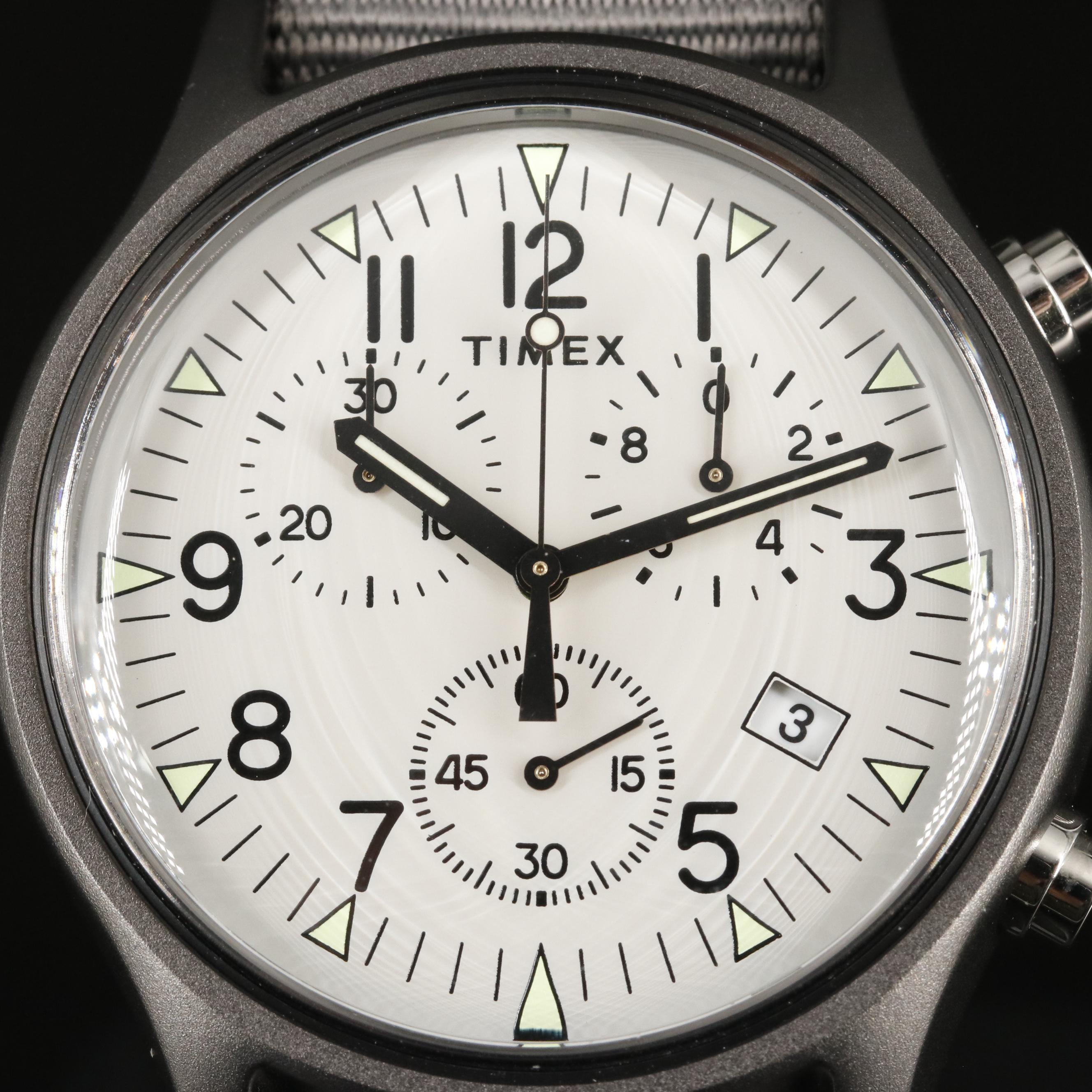 Timex MK1 Aluminum Chronograph Watch with Grey Nylon Band