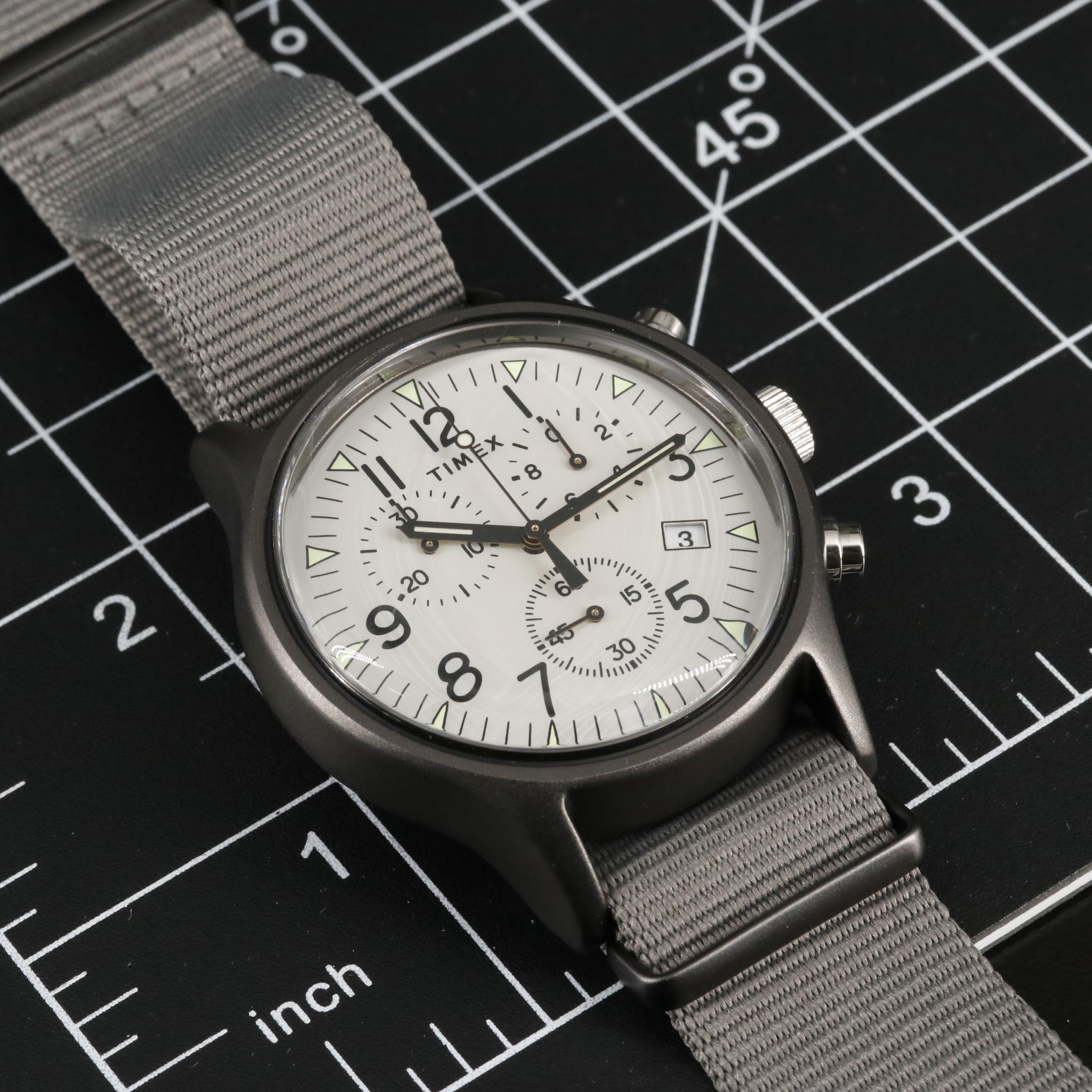 Timex MK1 Aluminum Chronograph Watch with Grey Nylon Band