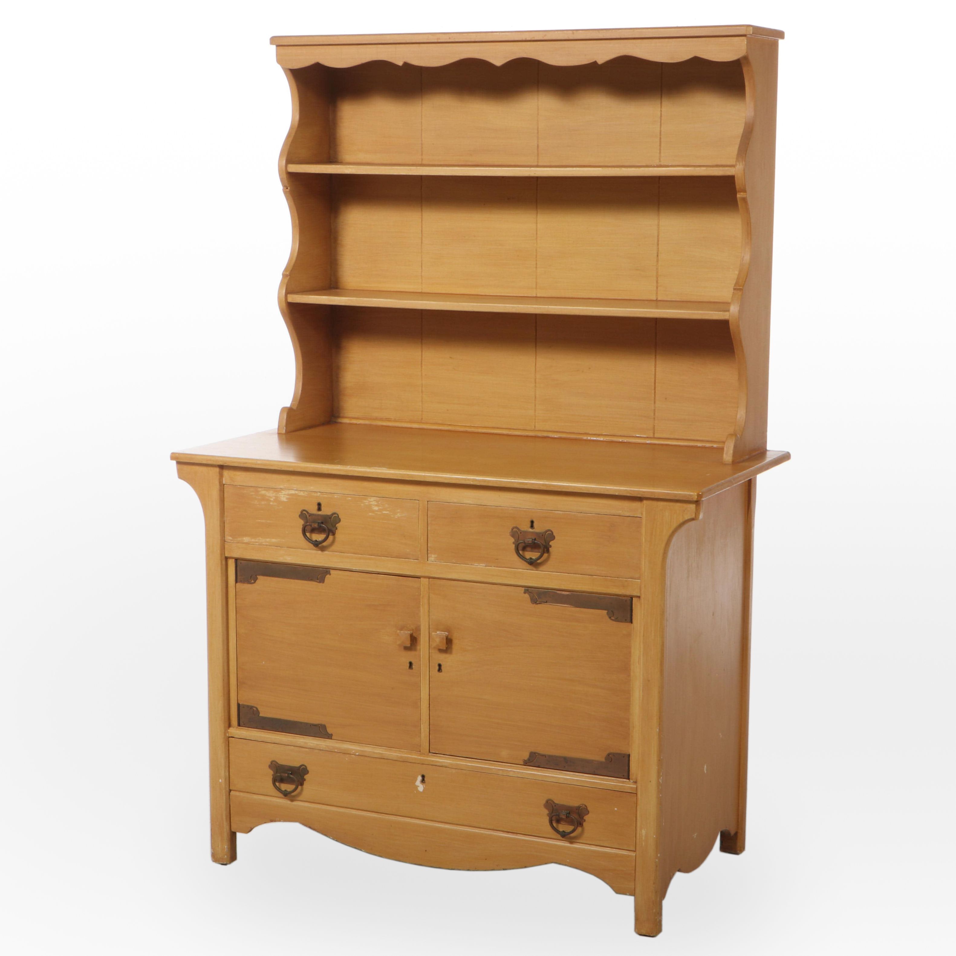 Craftsman/Early American Style Painted Wooden Pewter Cupboard