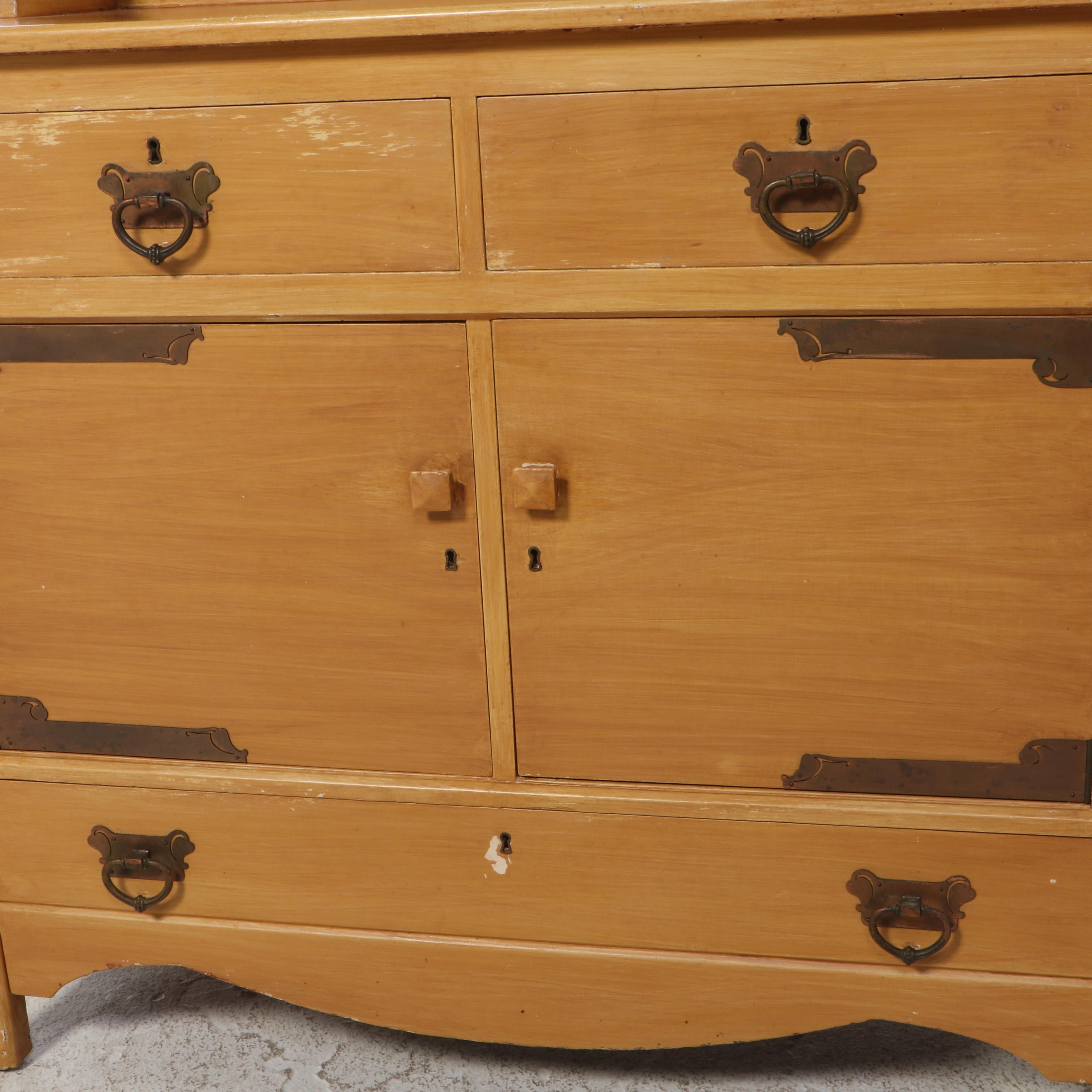 Craftsman/Early American Style Painted Wooden Pewter Cupboard