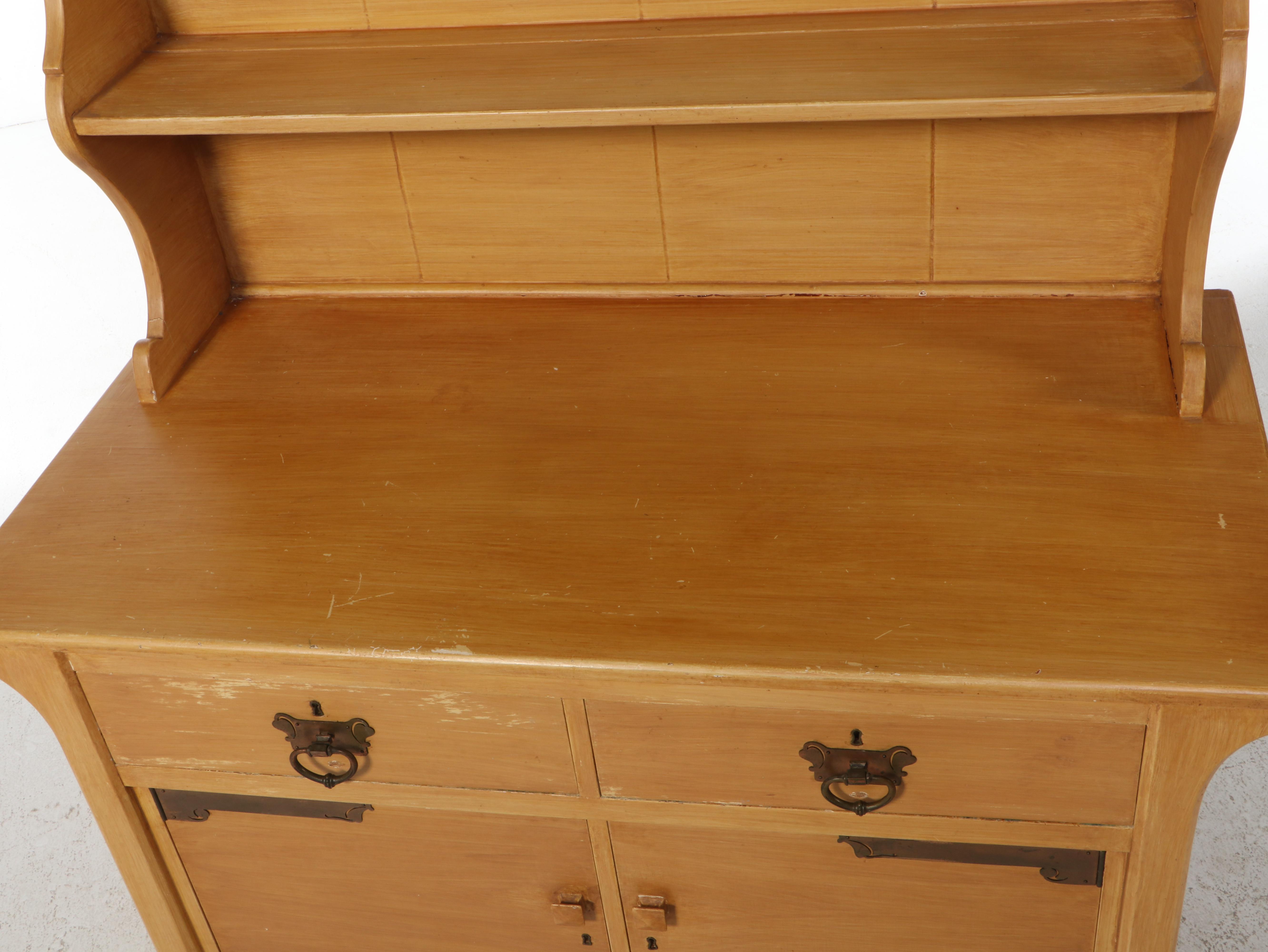 Craftsman/Early American Style Painted Wooden Pewter Cupboard