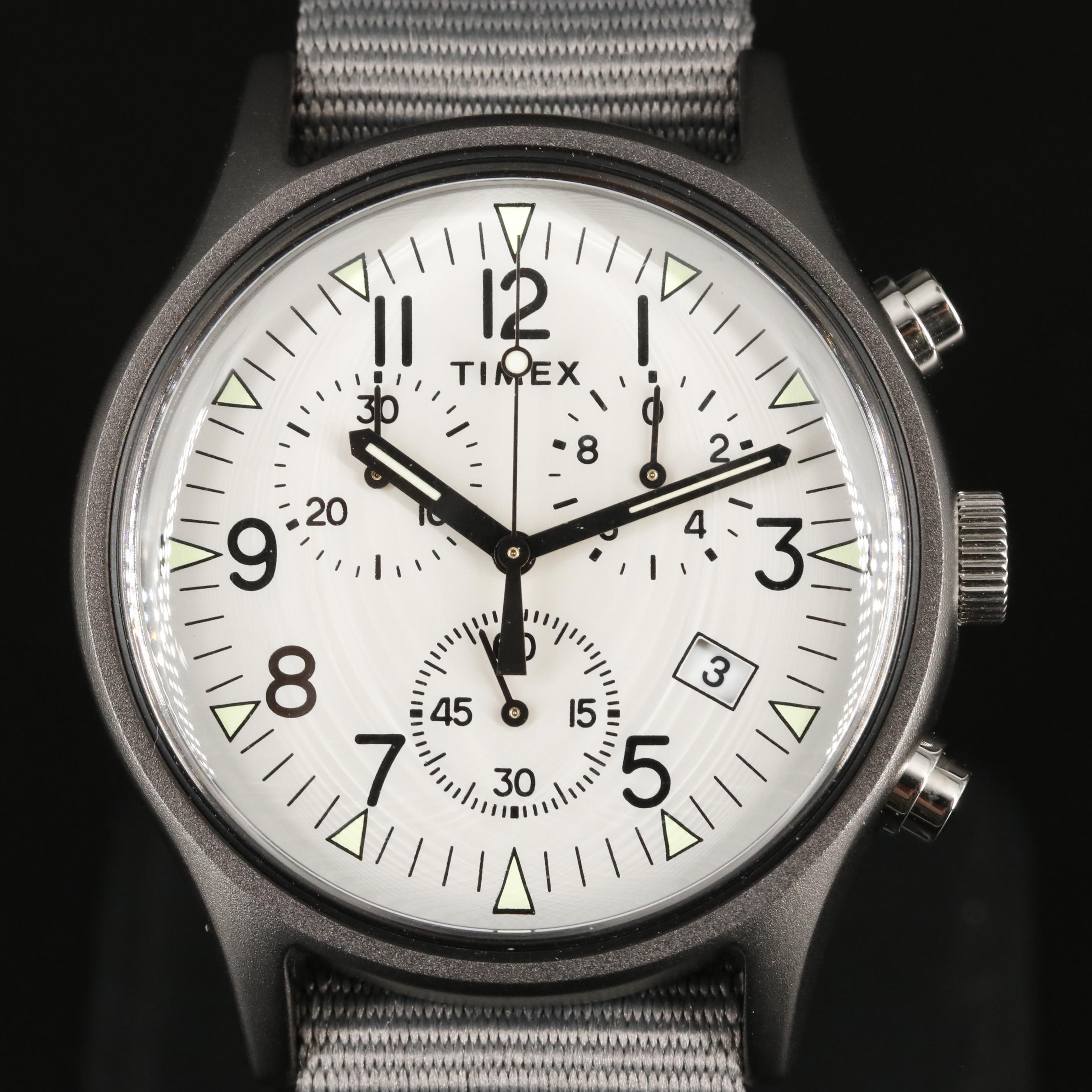 Timex MK1 Aluminum Chronograph Watch with Grey Nylon Band
