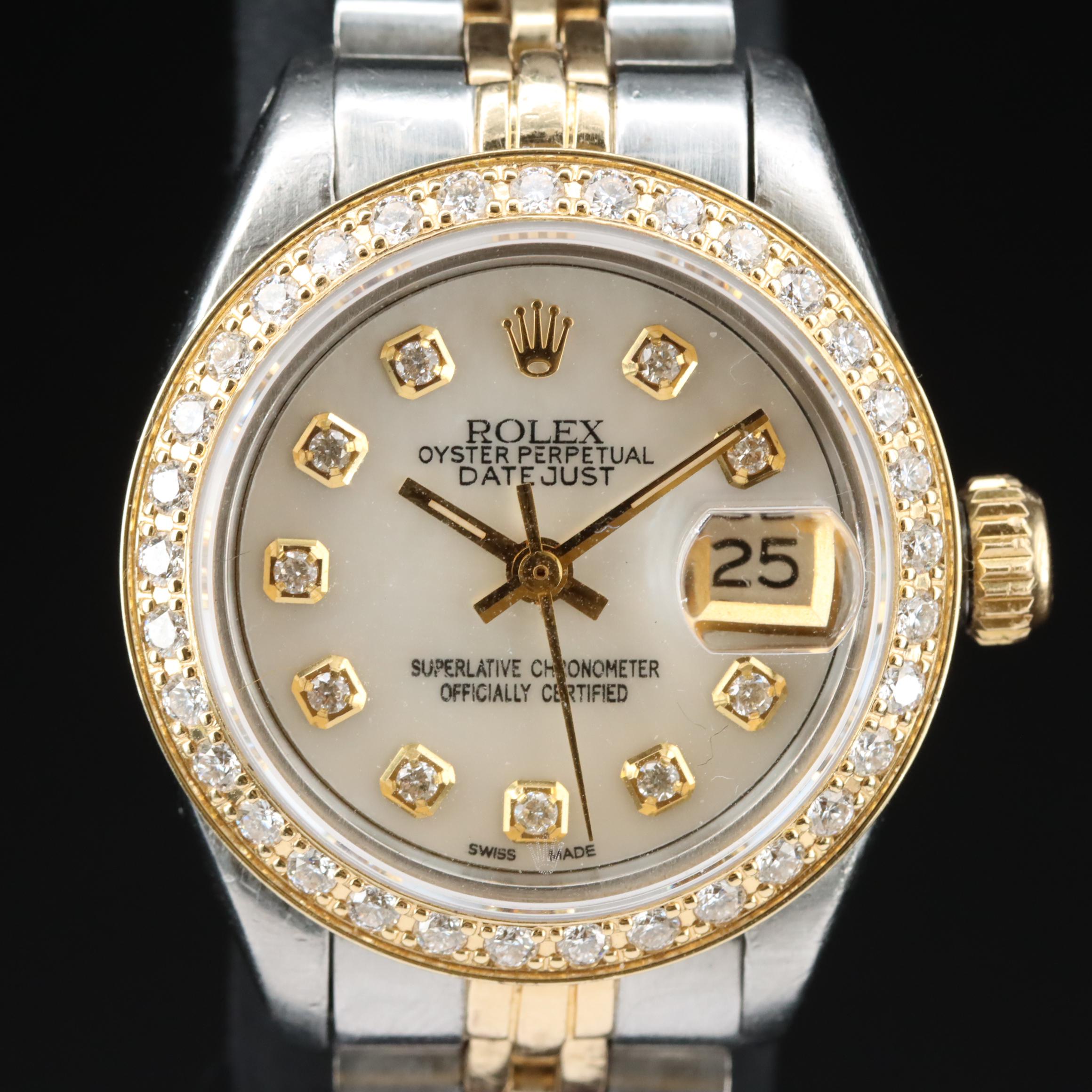 1981 Rolex Custom Diamond Dial and Bezel Datejust Watch