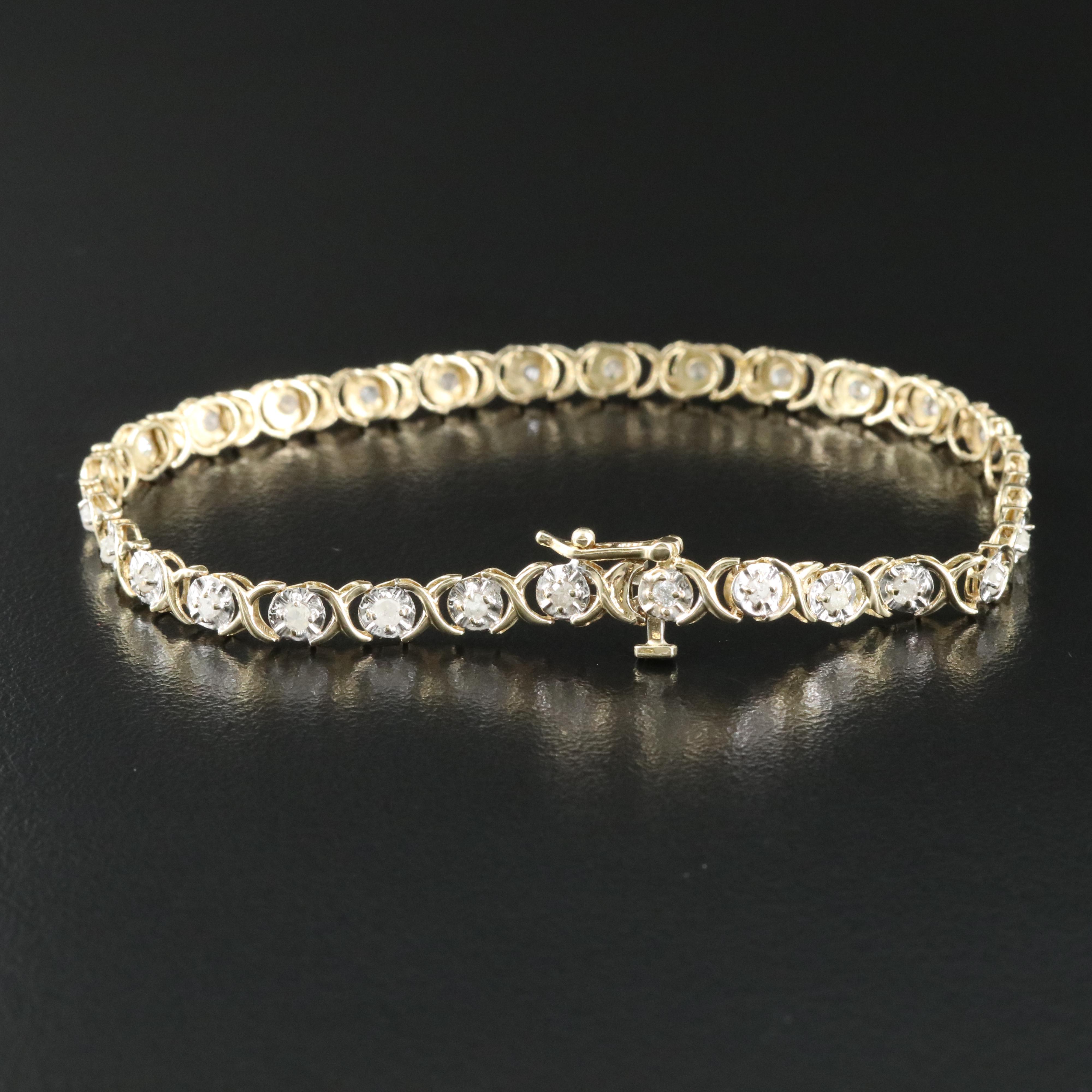 10K 0.80 CTW Diamond Tennis Bracelet