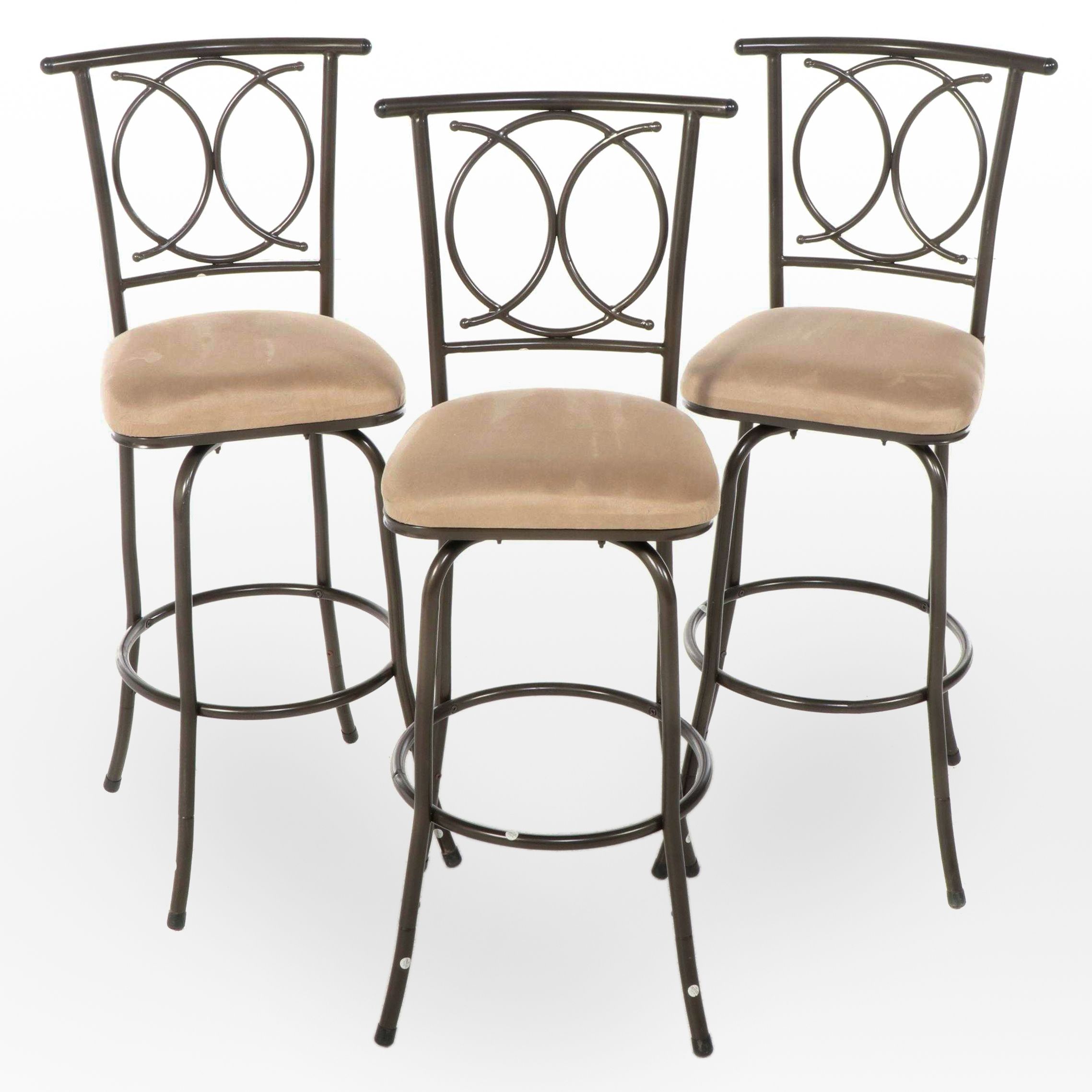 Three Linon Home Decor Products PowderCoated Metal Swivel Bar Stools
