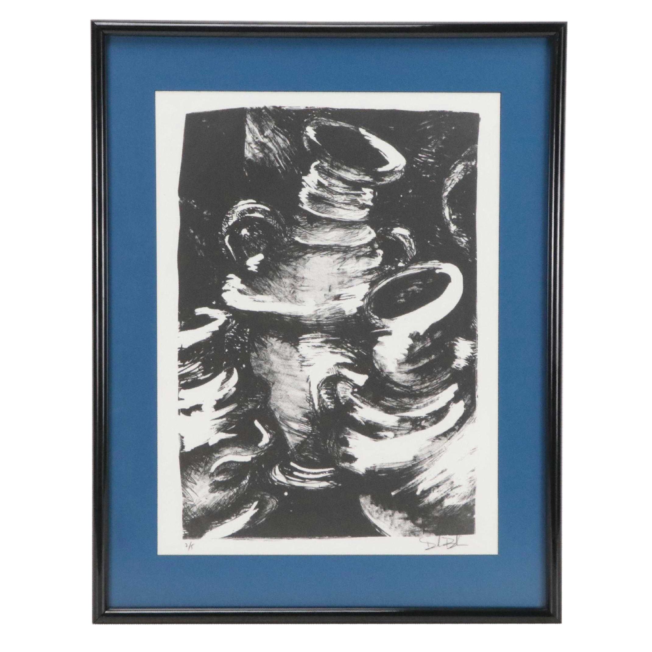Gestural Lithograph of Still Life with Vessels, Late 20th/Early 21st Century