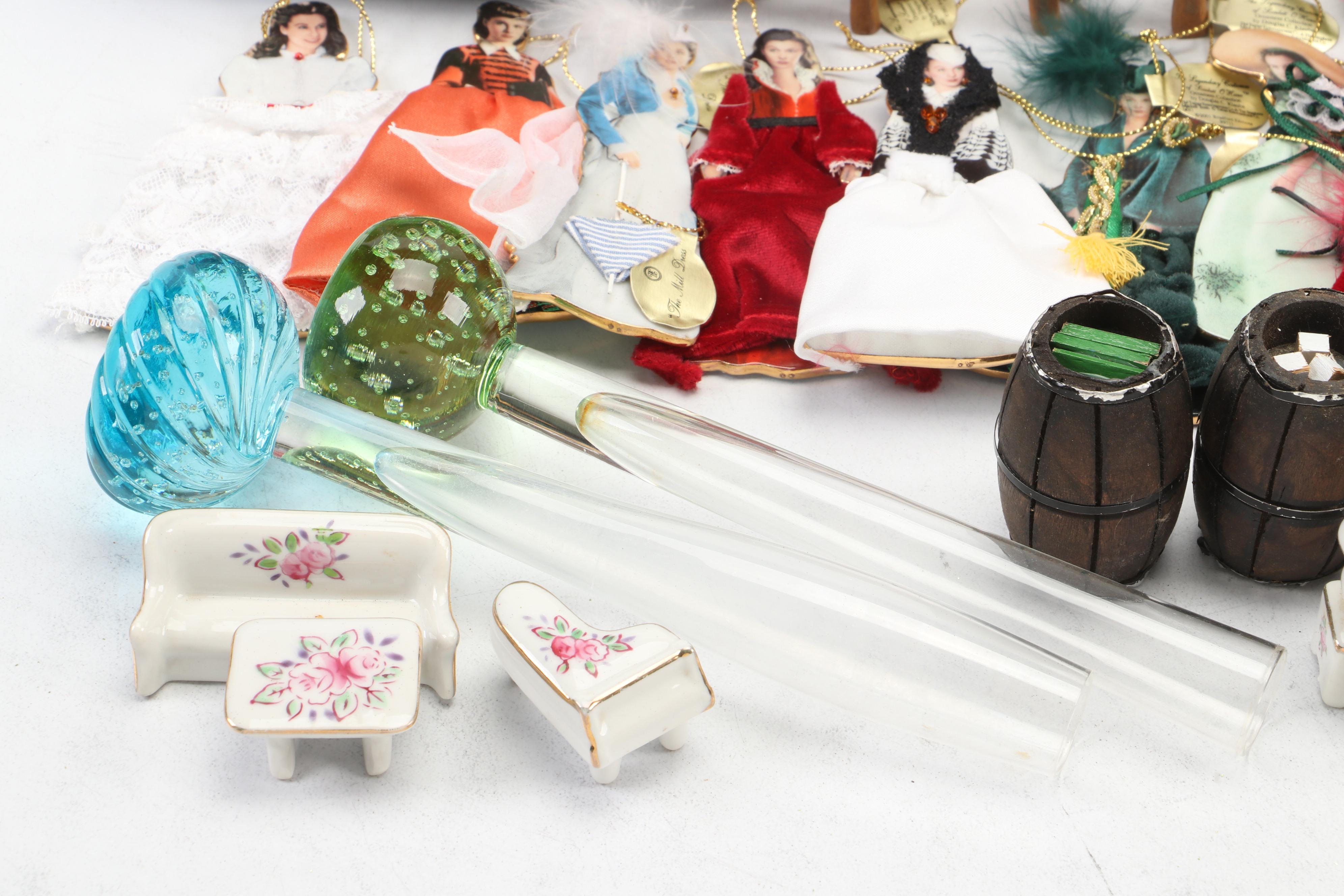 Wood Wall Mounted Dollhouse with Doll Furniture, Ornaments, and Other Décor