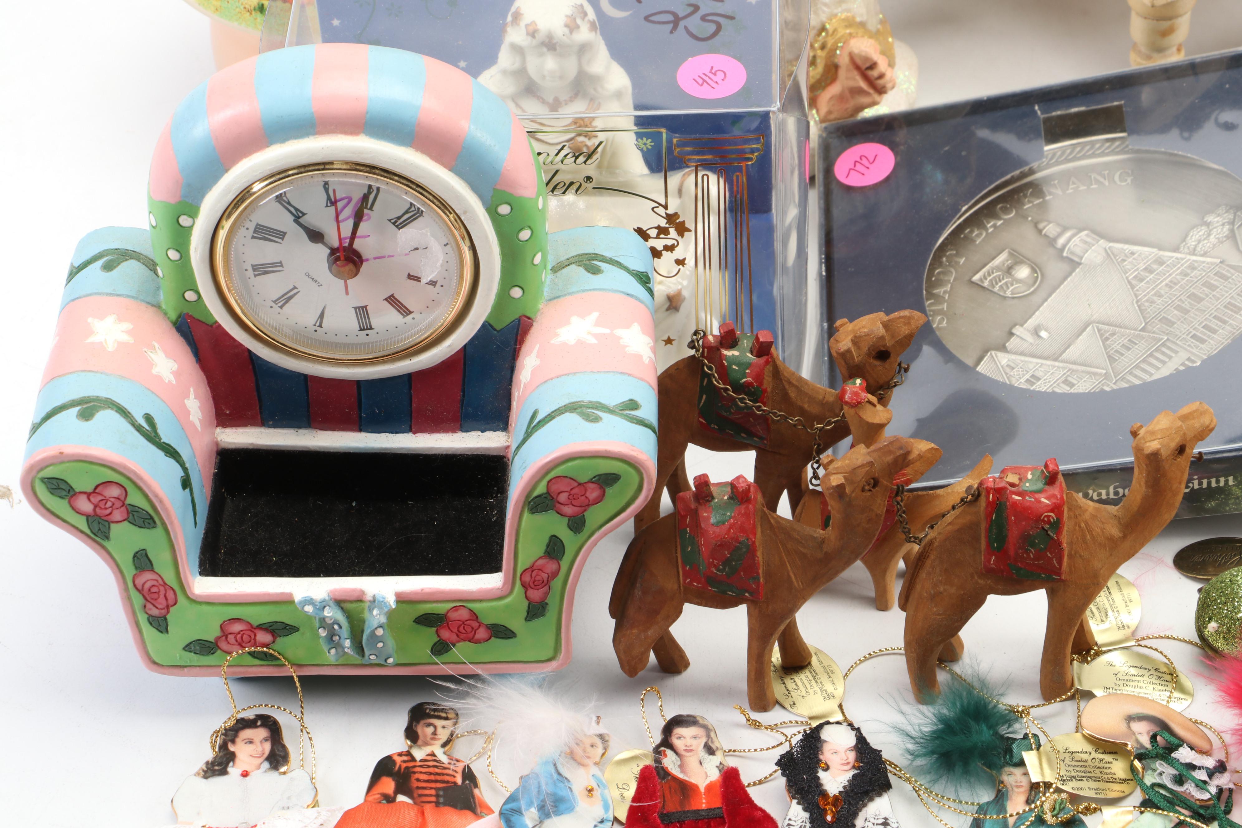 Wood Wall Mounted Dollhouse with Doll Furniture, Ornaments, and Other Décor